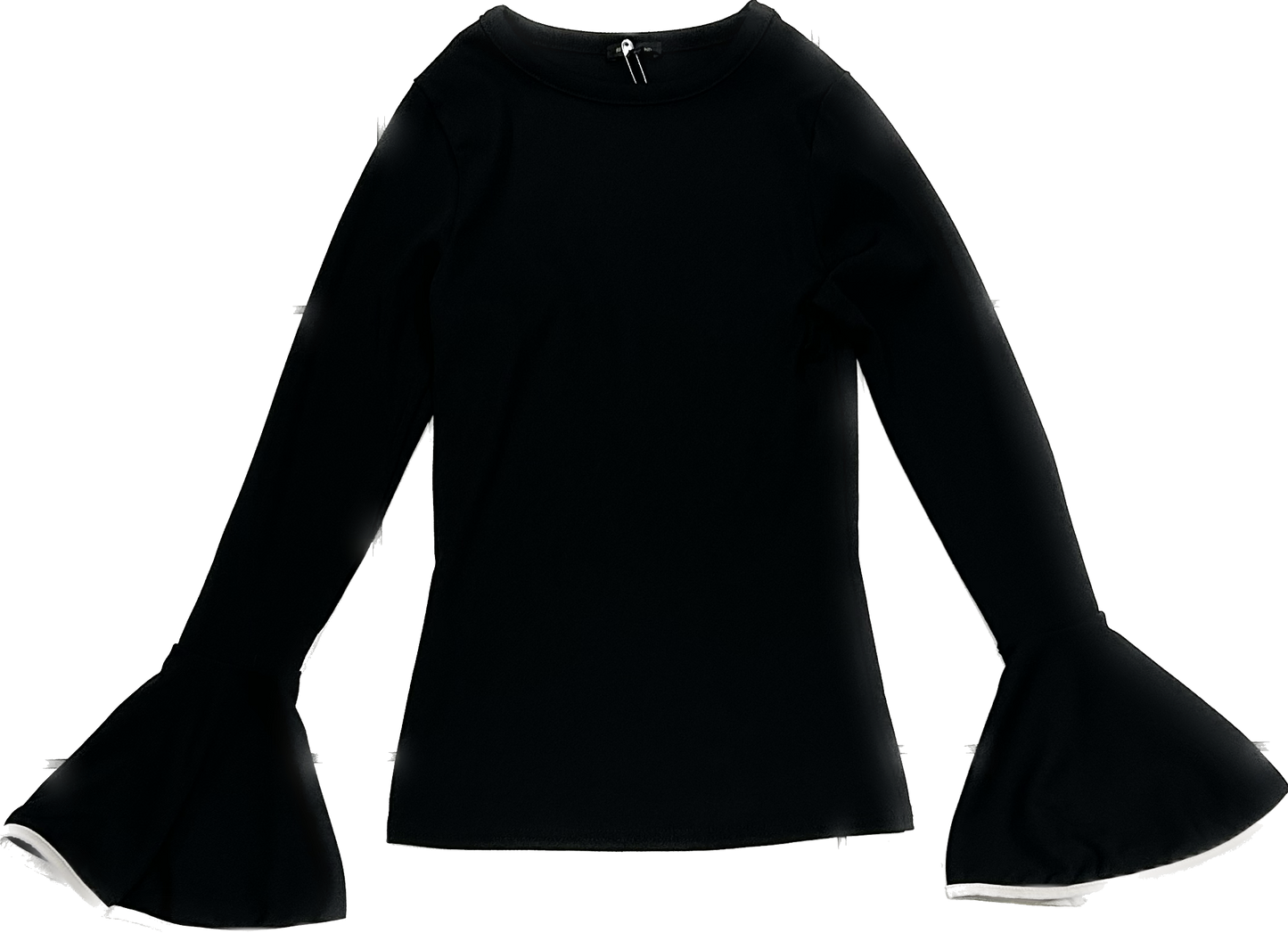 Black Dramatic Flare Sleeves Long Sleeve Top