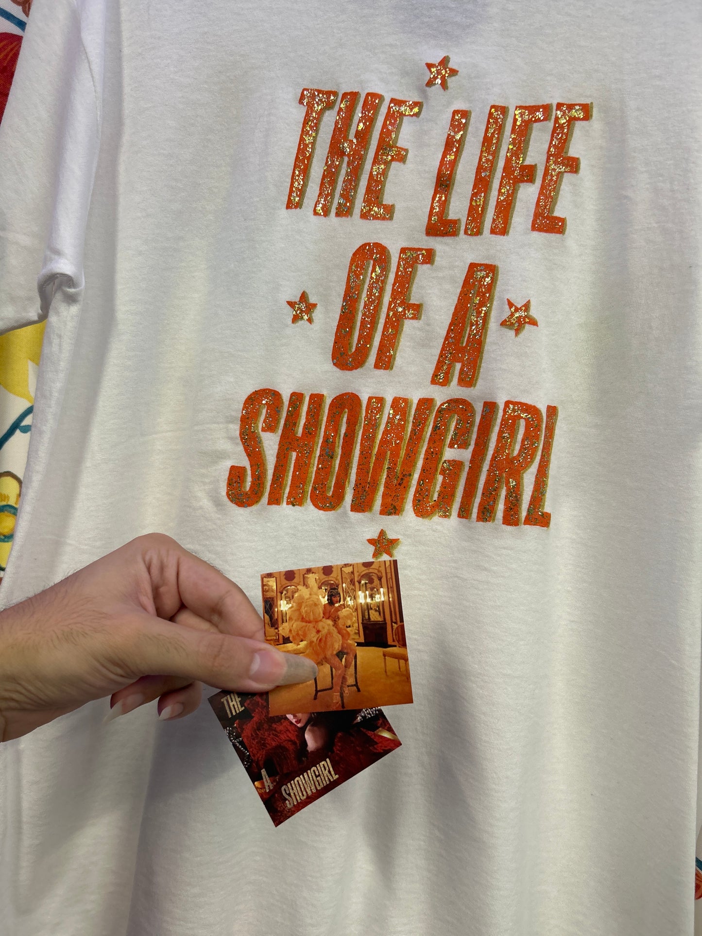 Taylor Swift 'The Life of a Showgirl' White Handpainted T-shirt