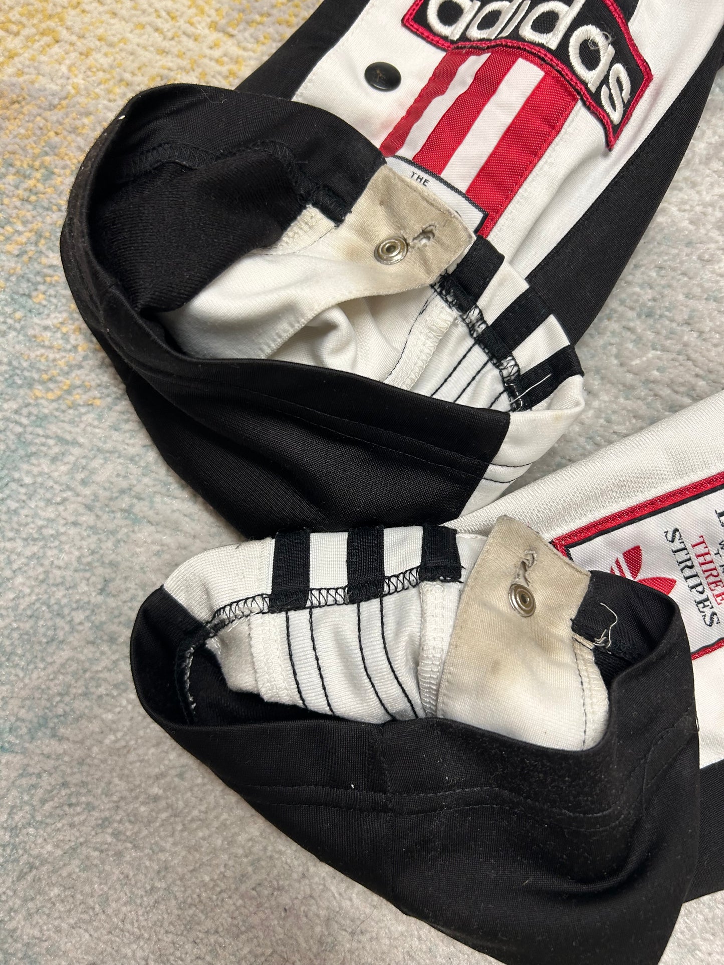 Adidas 90's retro black and white popper pants