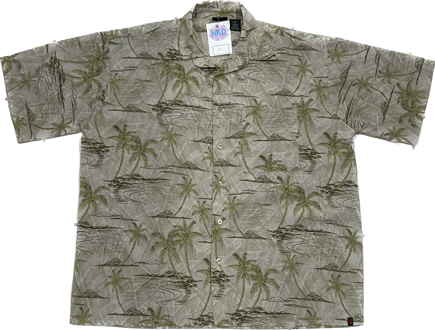 Light Brown Palmtree Patterned Summer Shirt
