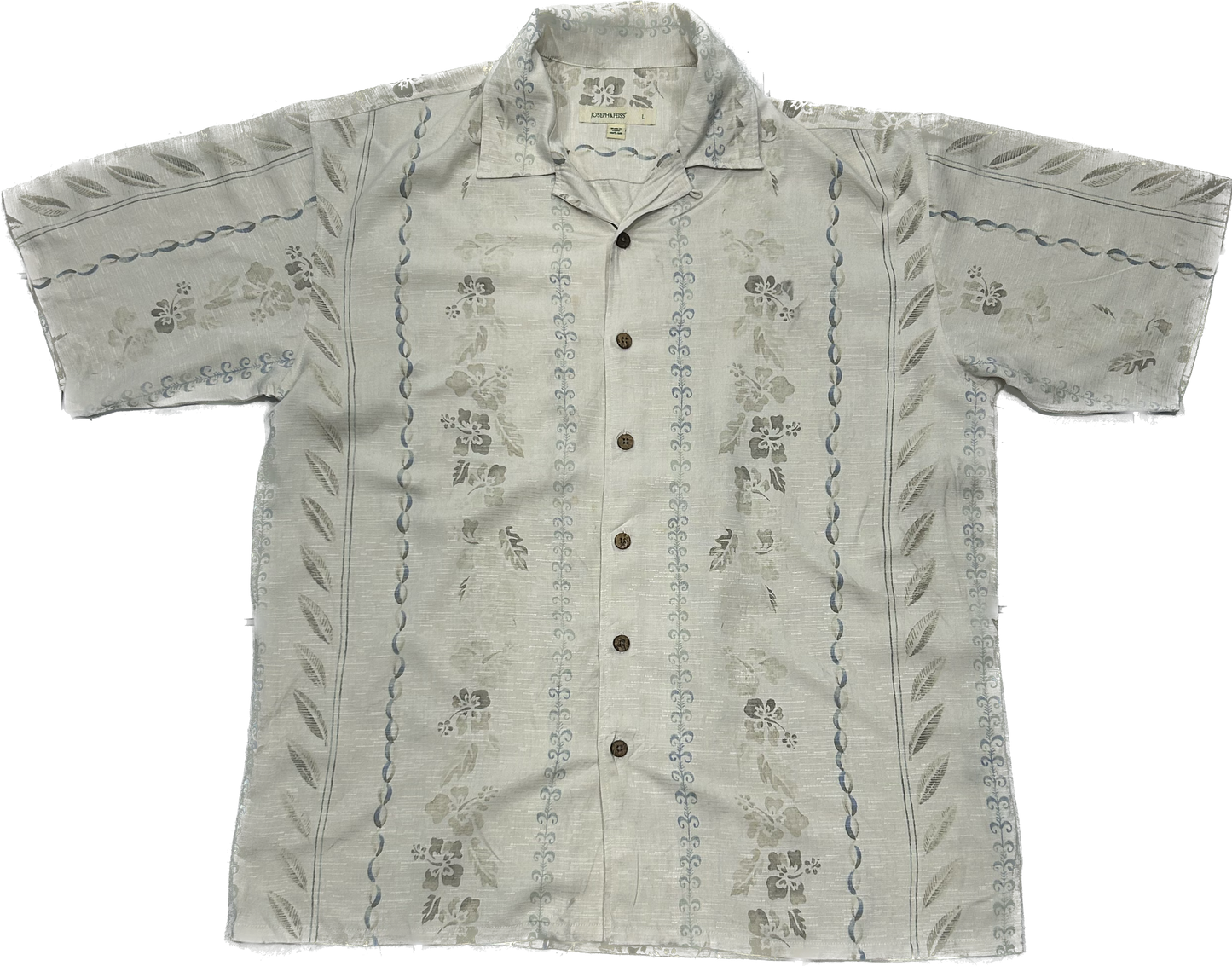 White Floral Pattern 100% Silk Summer Shirt