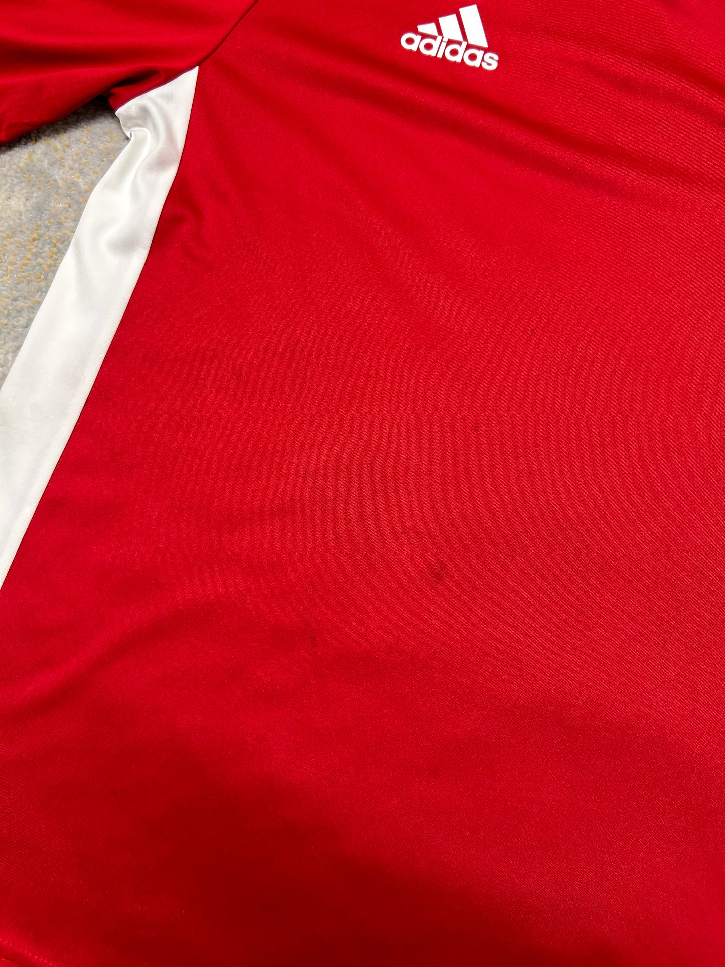 Adidas red and white football t-shirt