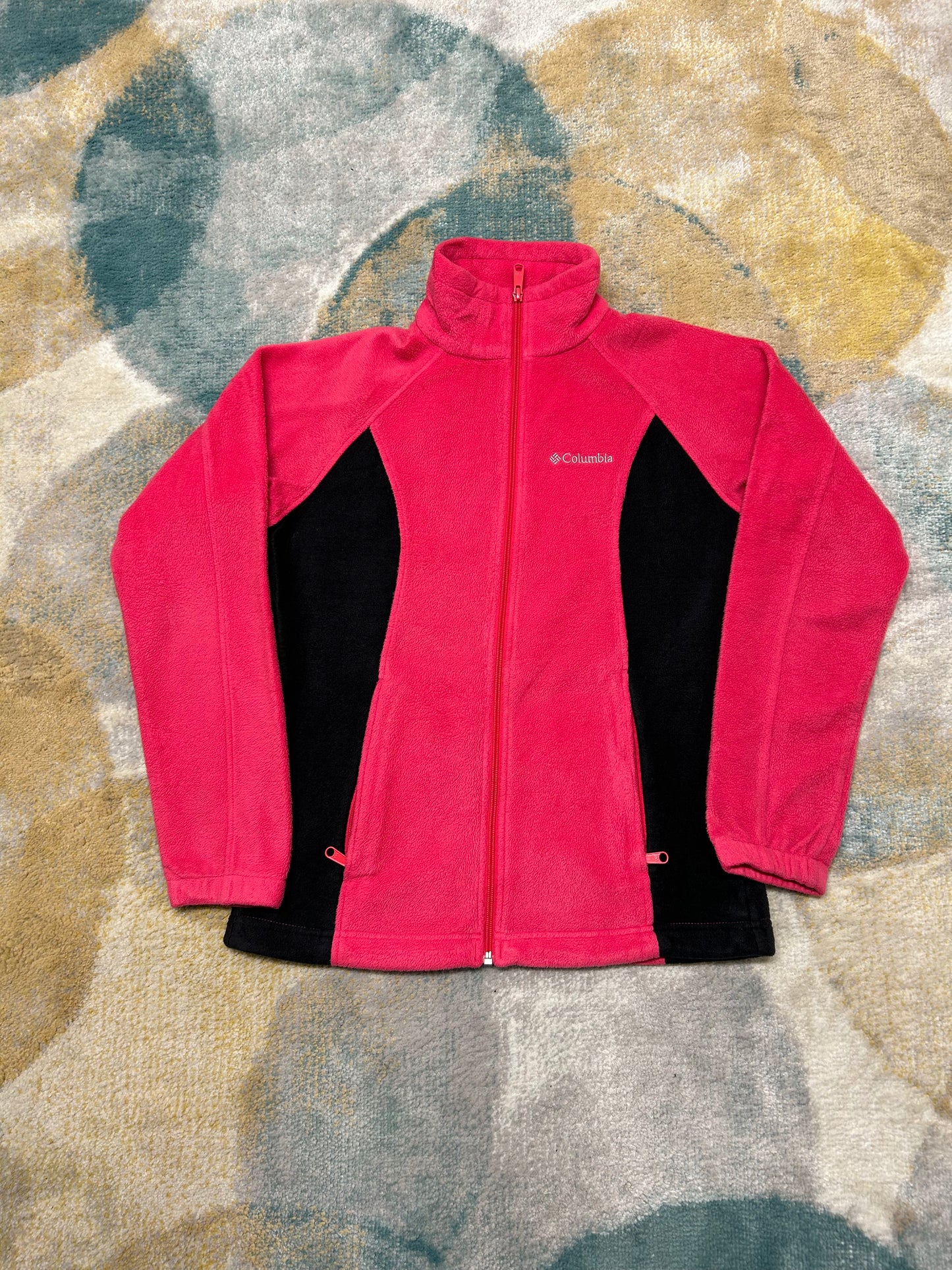 Columbia pink and black fleece jacket