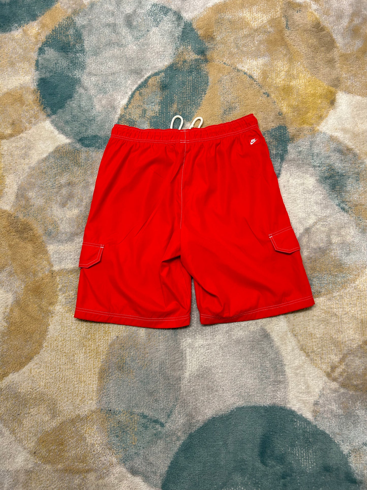 Nike red cargo swimming shorts
