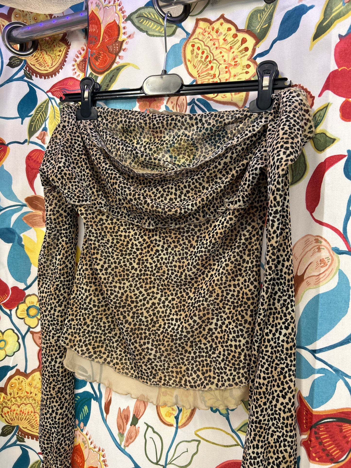 Y2k leopar vintage online Greek manufactured ruffle top
