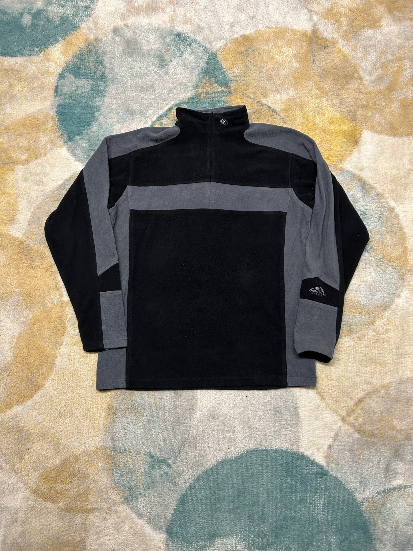 Columbia 00's black and grey heavy omniheat fleece half-zip