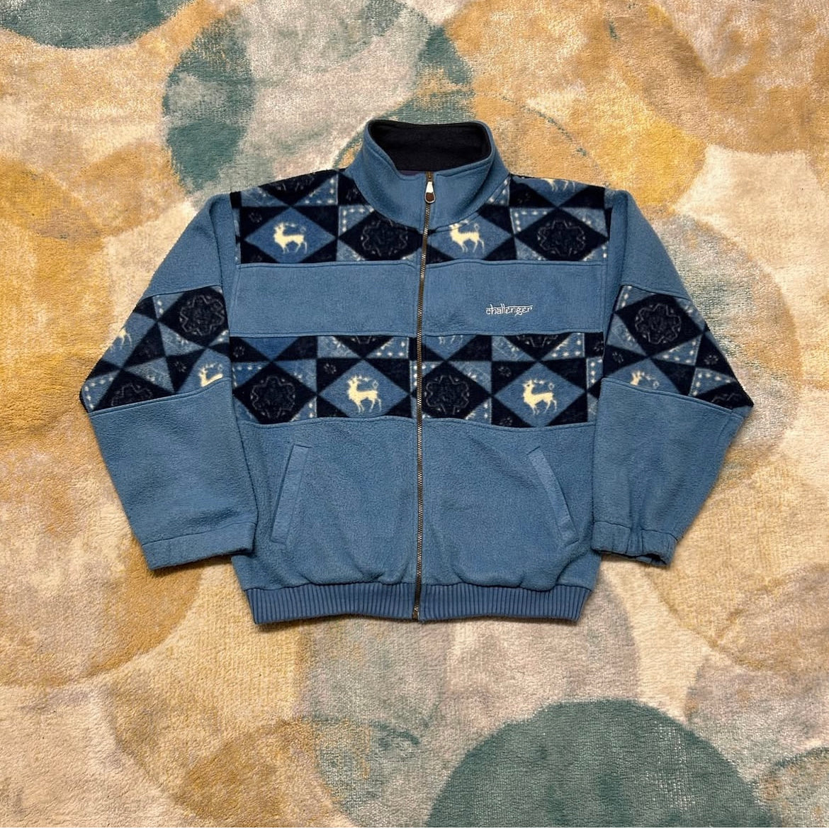 Baby blue reindeer vintage fleece