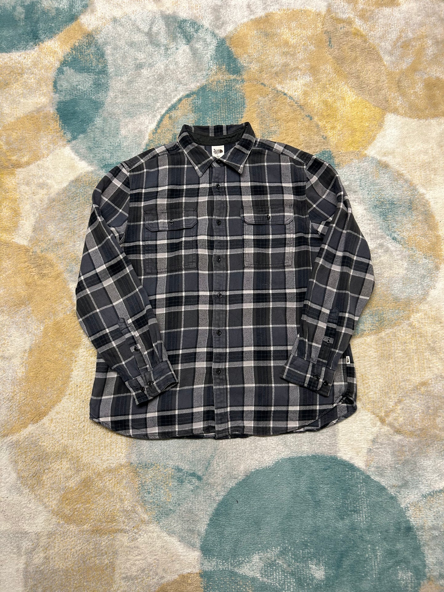 TheNorthFace grey checkered flannel