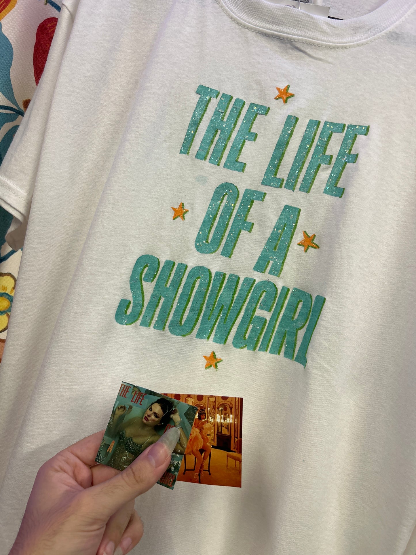 Taylor Swift 'The Life of a Showgirl' White Handpainted T-shirt