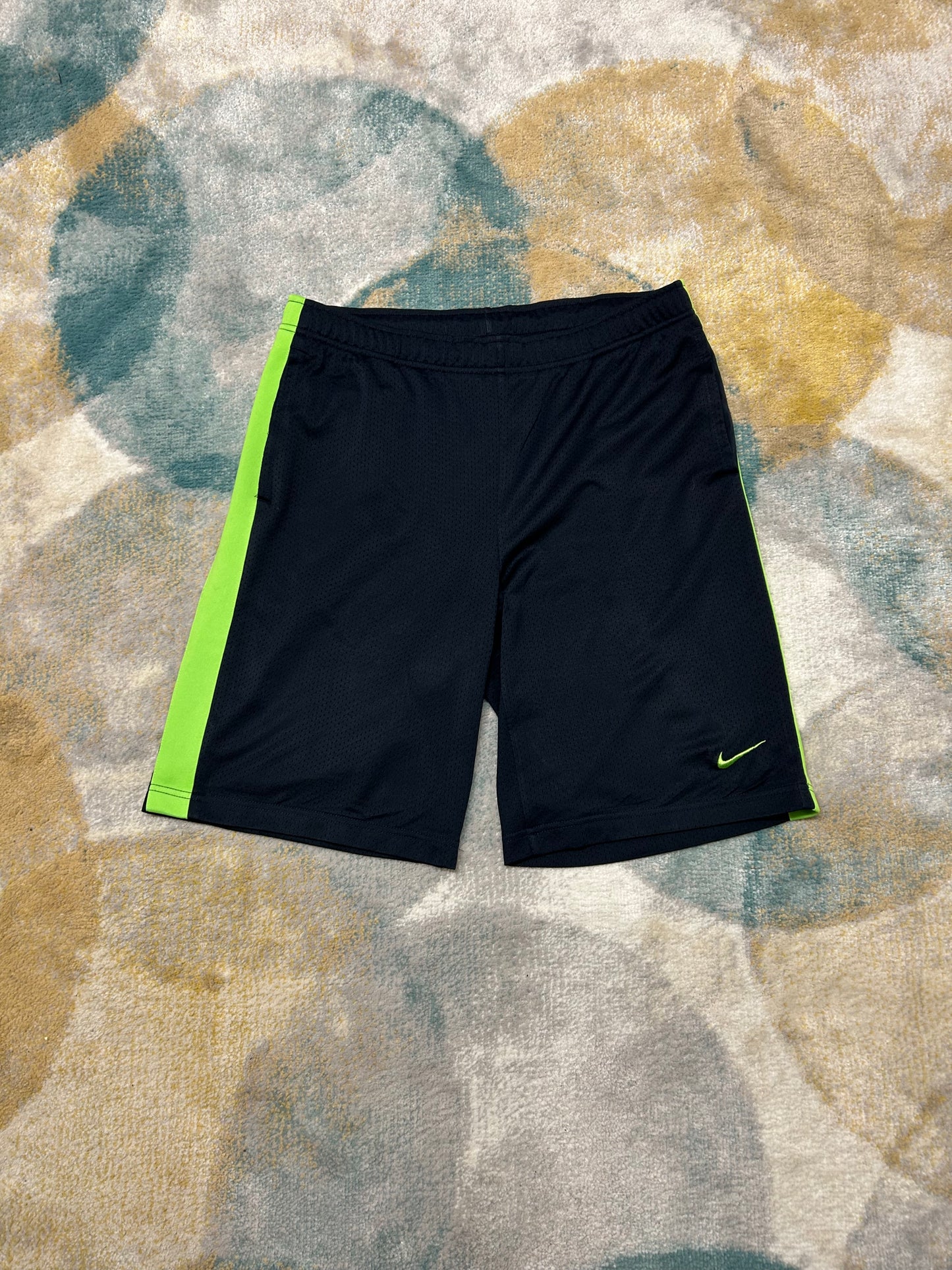Nike athletic dept. 00's dark blue and green basketball shorts
