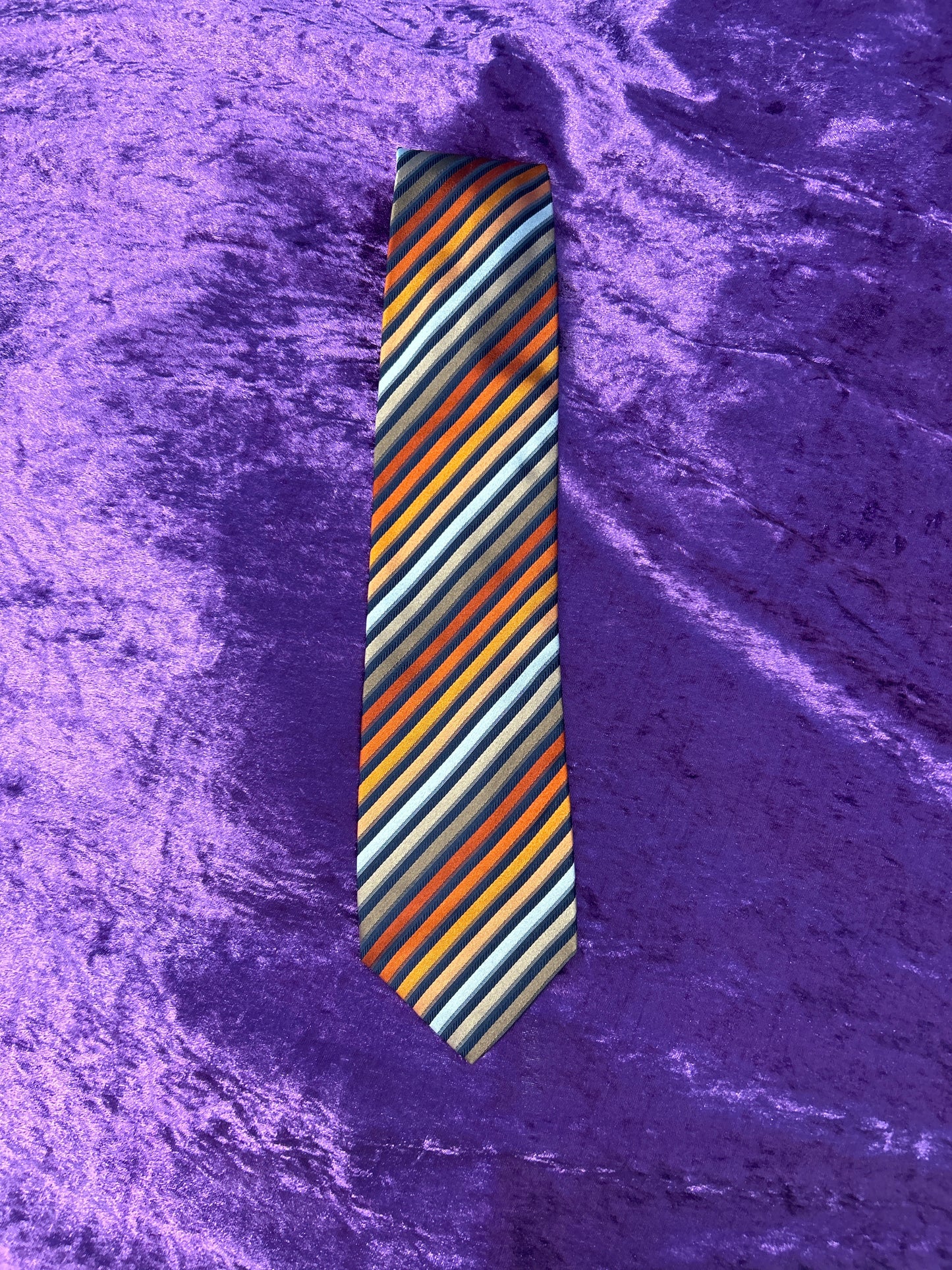 Red Orange Brown Blue Stripe Tie