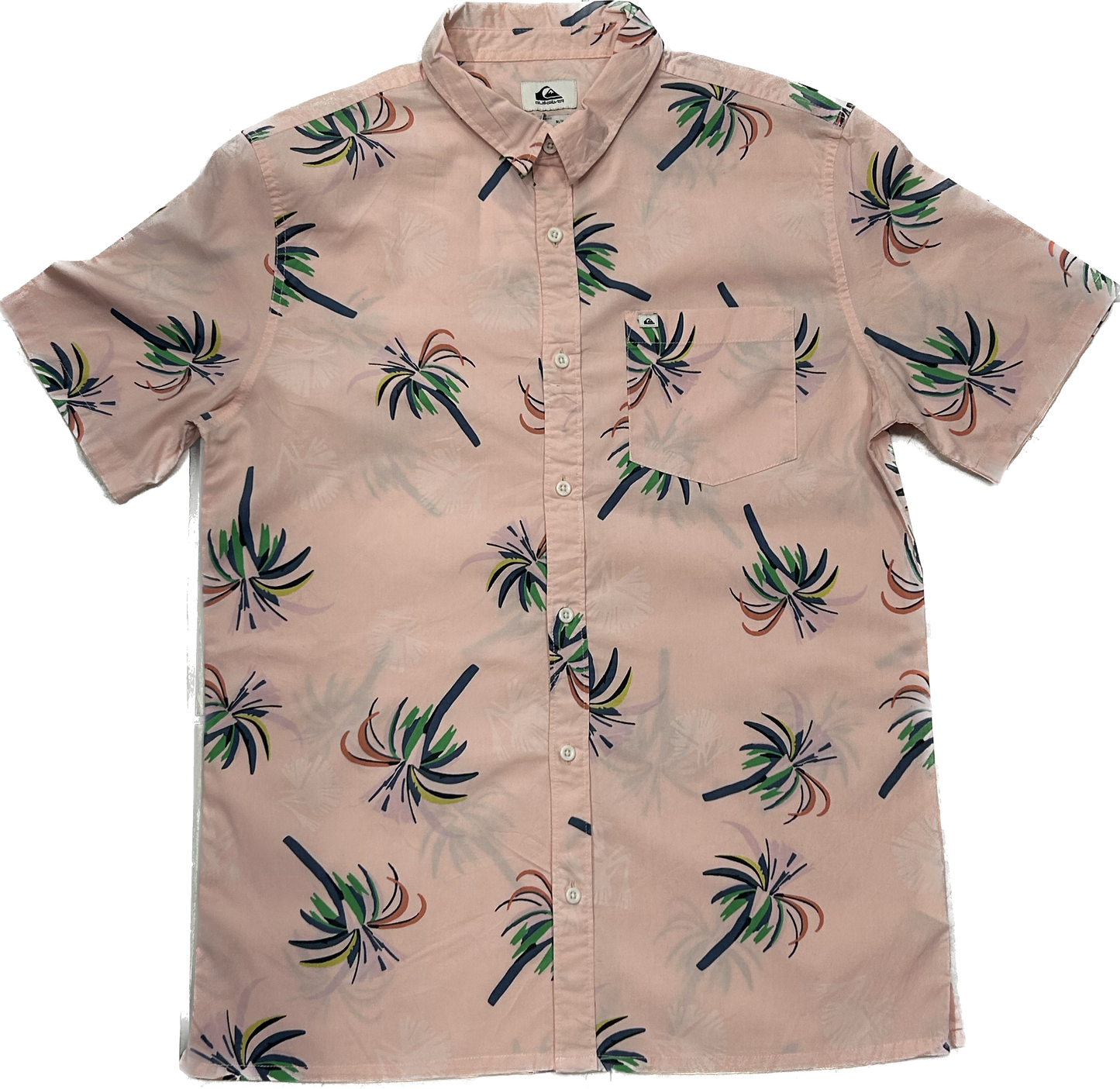 Quiksilver Pastel Pink Palmtree Summer Shirt