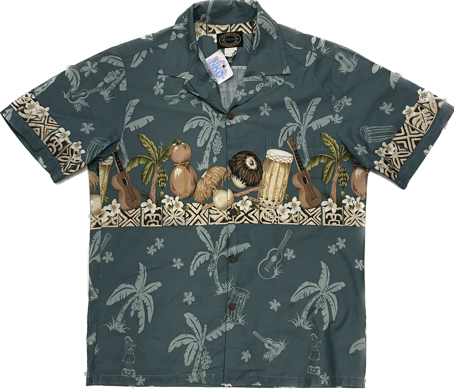 Teal Coconut Palmtree Patterned Summer Shirt
