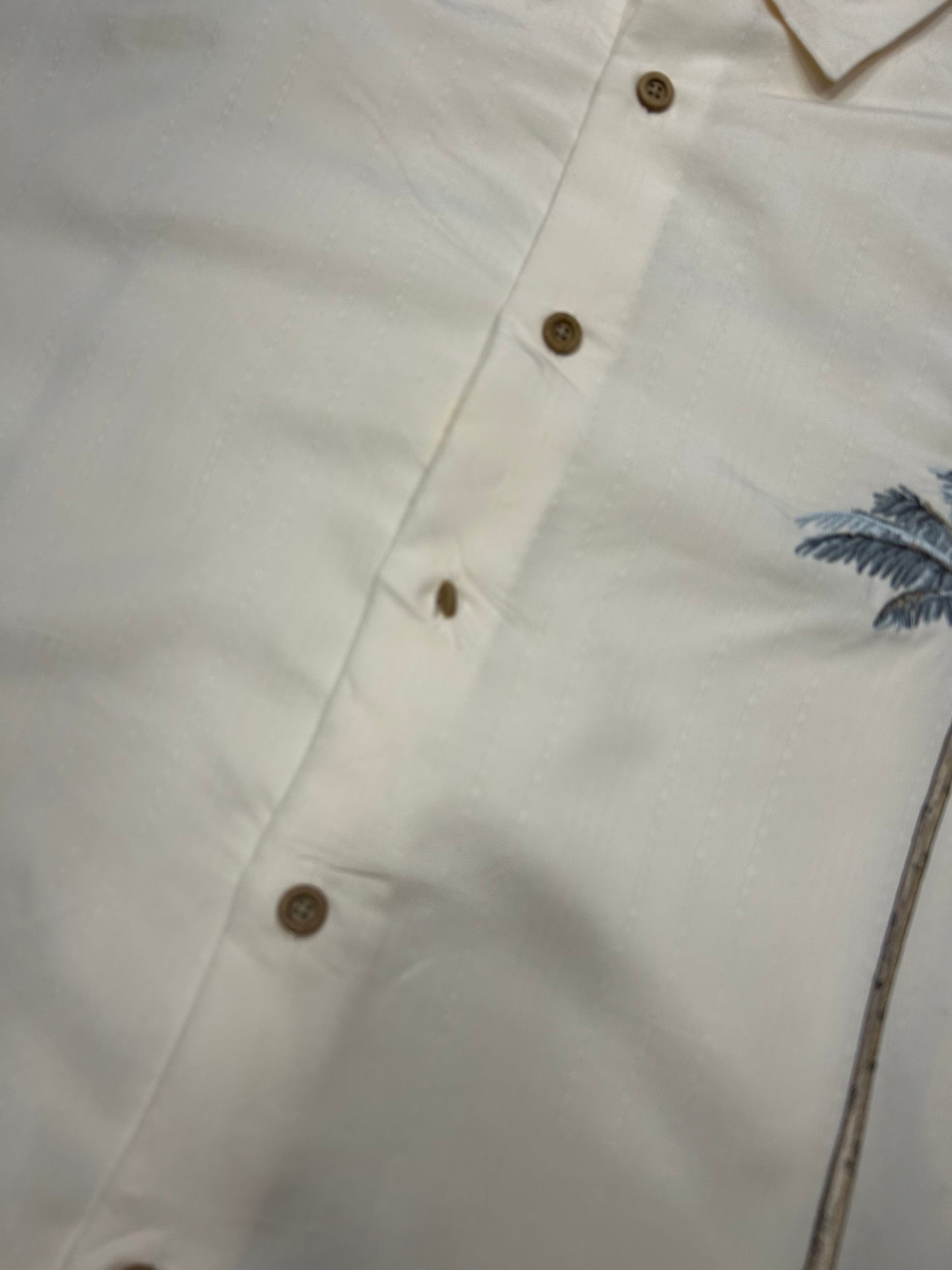 Beige Embroidered Palmtree Summer Shirt