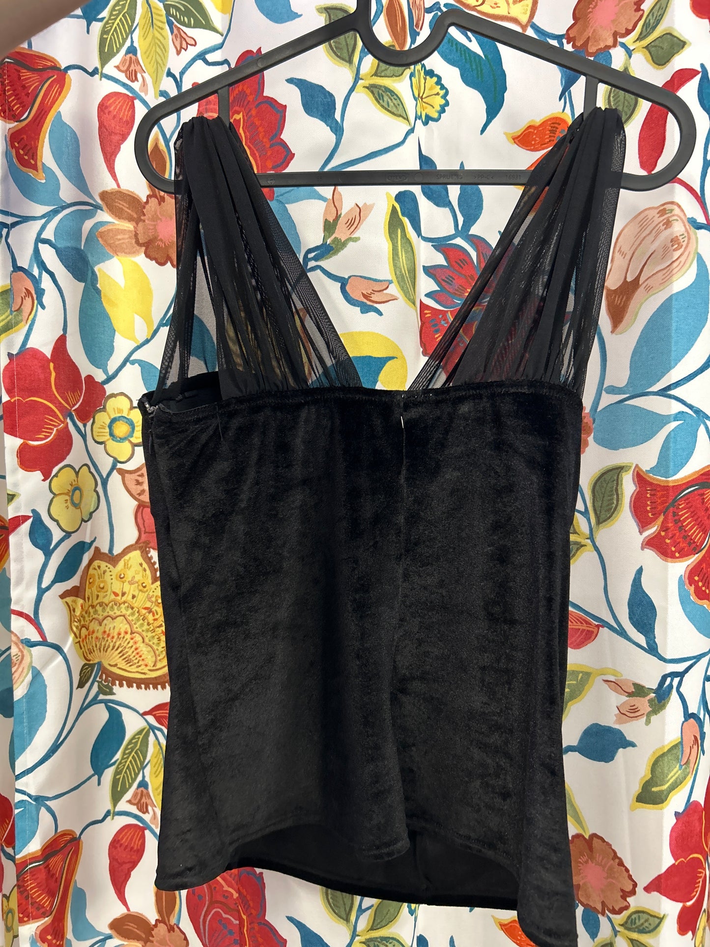 Y2k black velour corset top