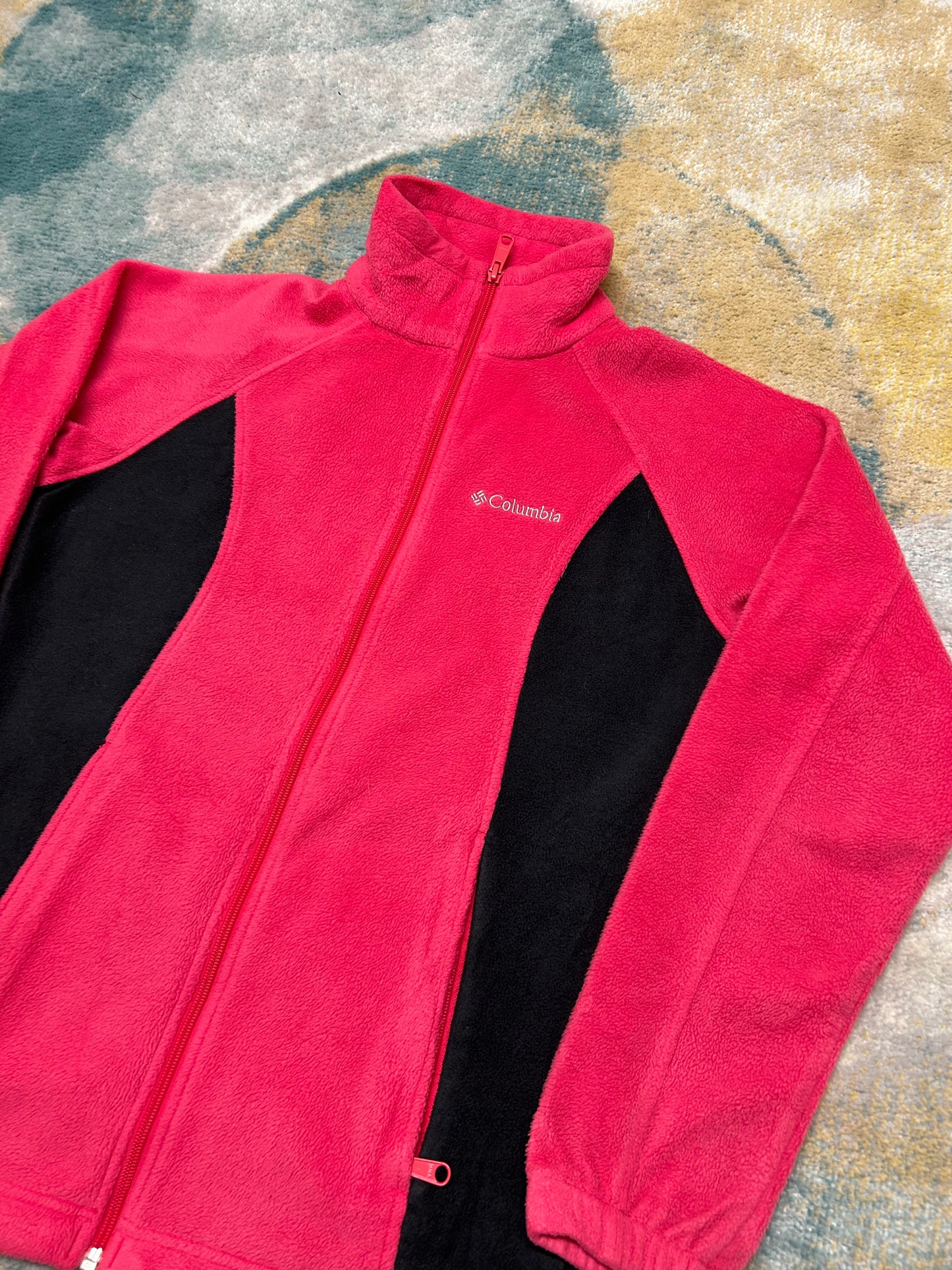 Columbia pink and black fleece jacket