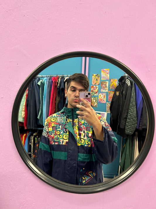 Dark blue and green patterned Windbreaker