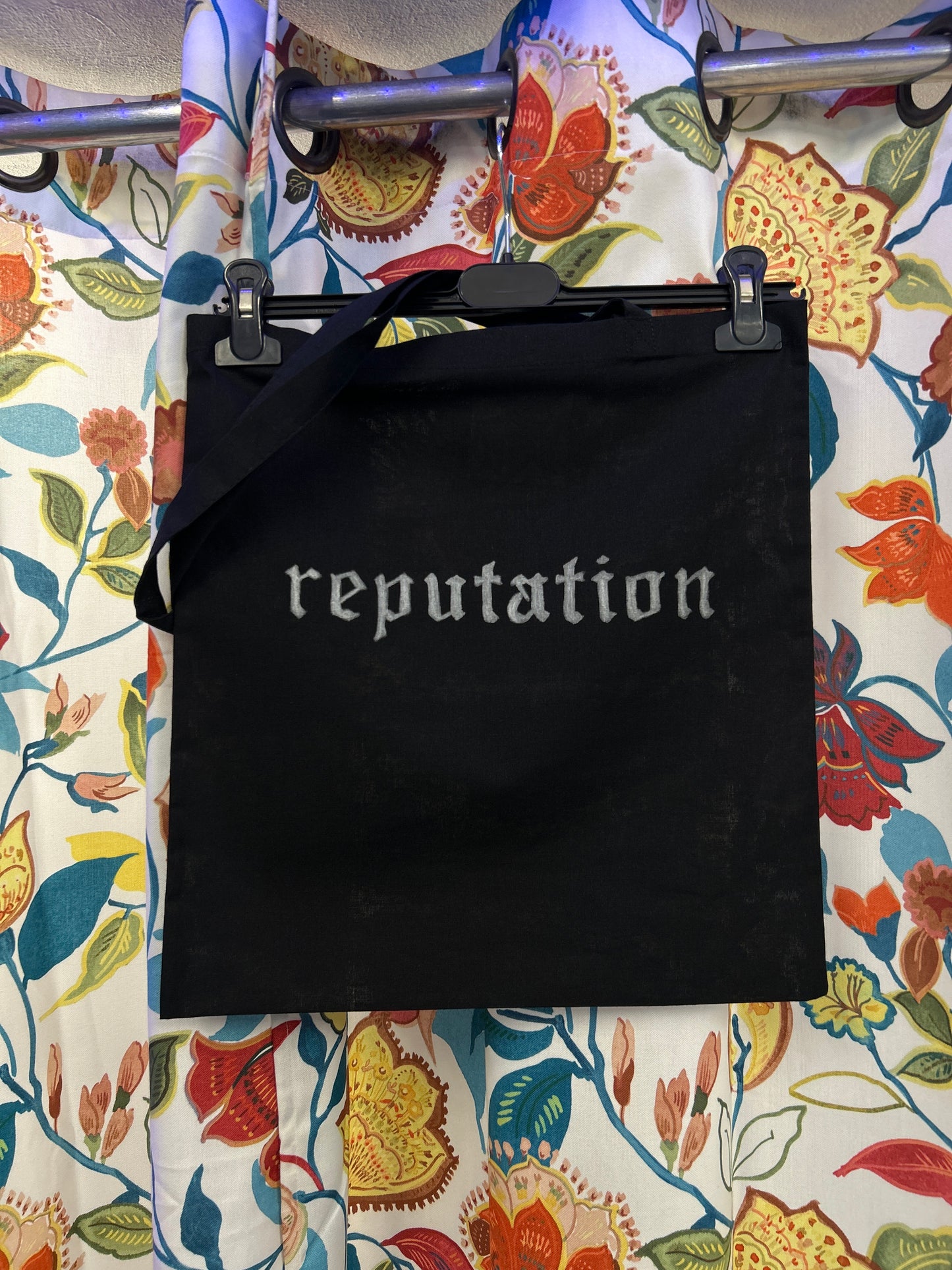 Taylor Swift 'reputation' Black Handpainted Tote Bag
