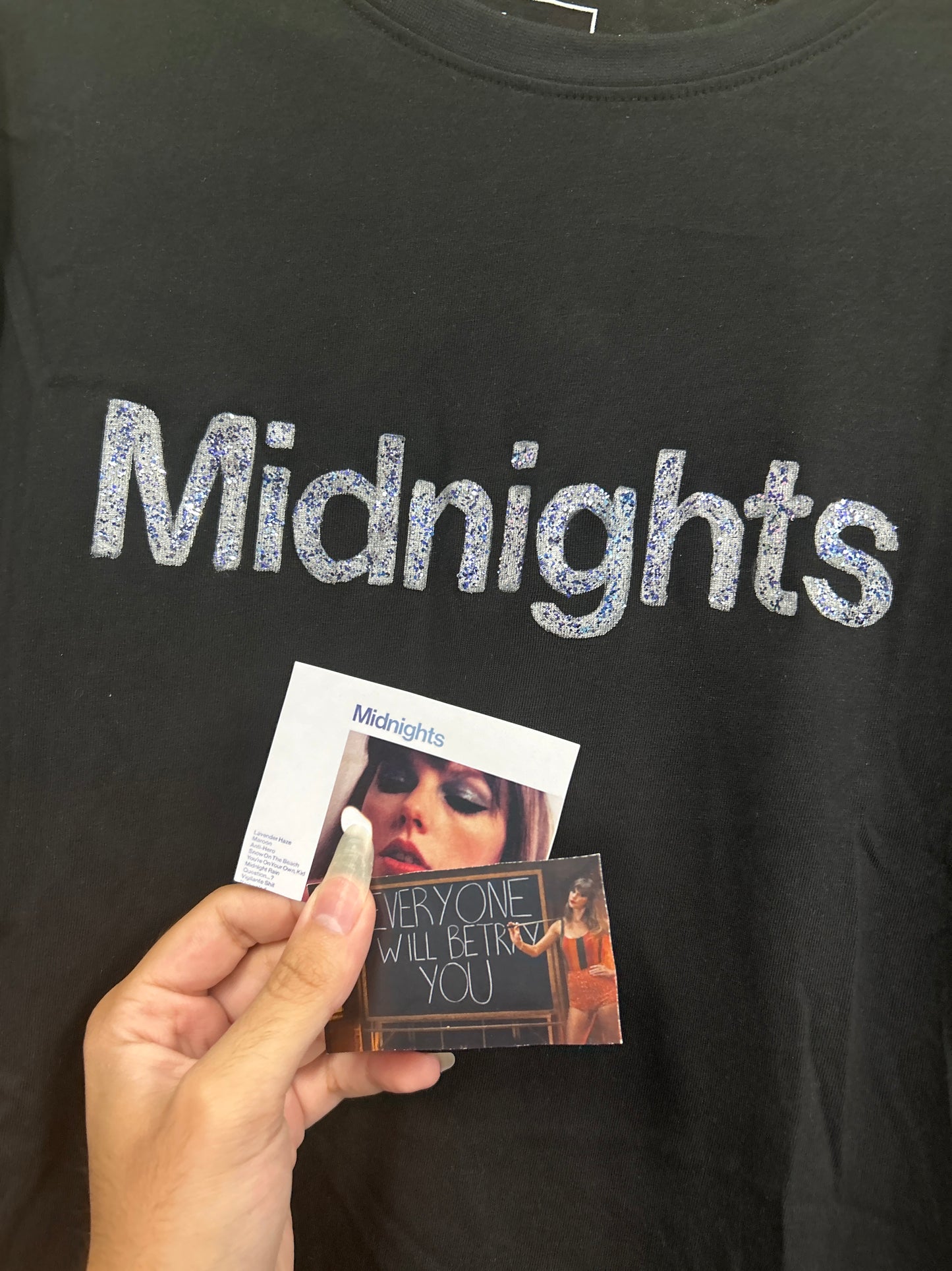 Taylor Swift 'Midnights' Album Logo Glitter Handmate Tshirt