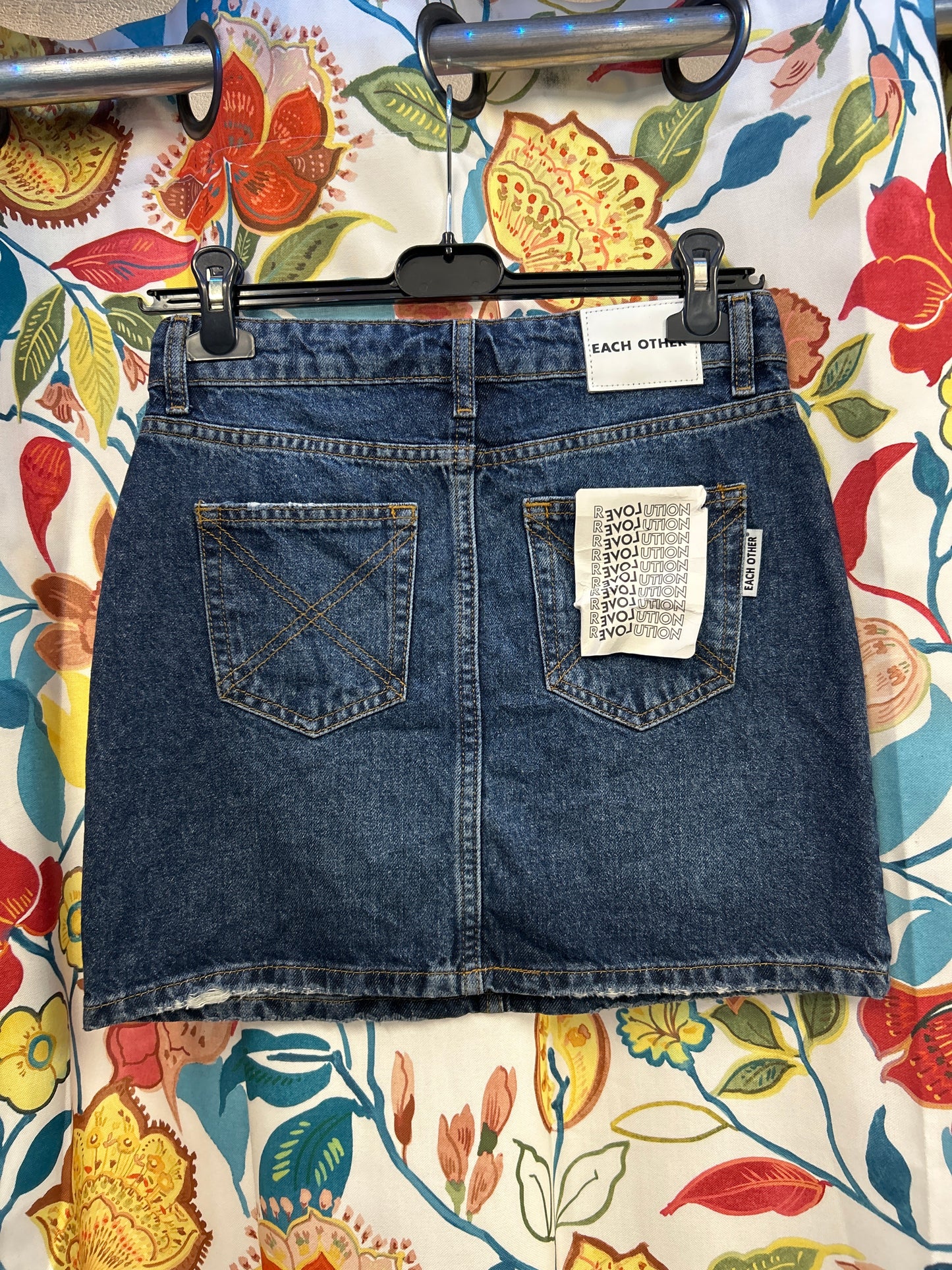 Y2K deadstock denim 'each other' skirt