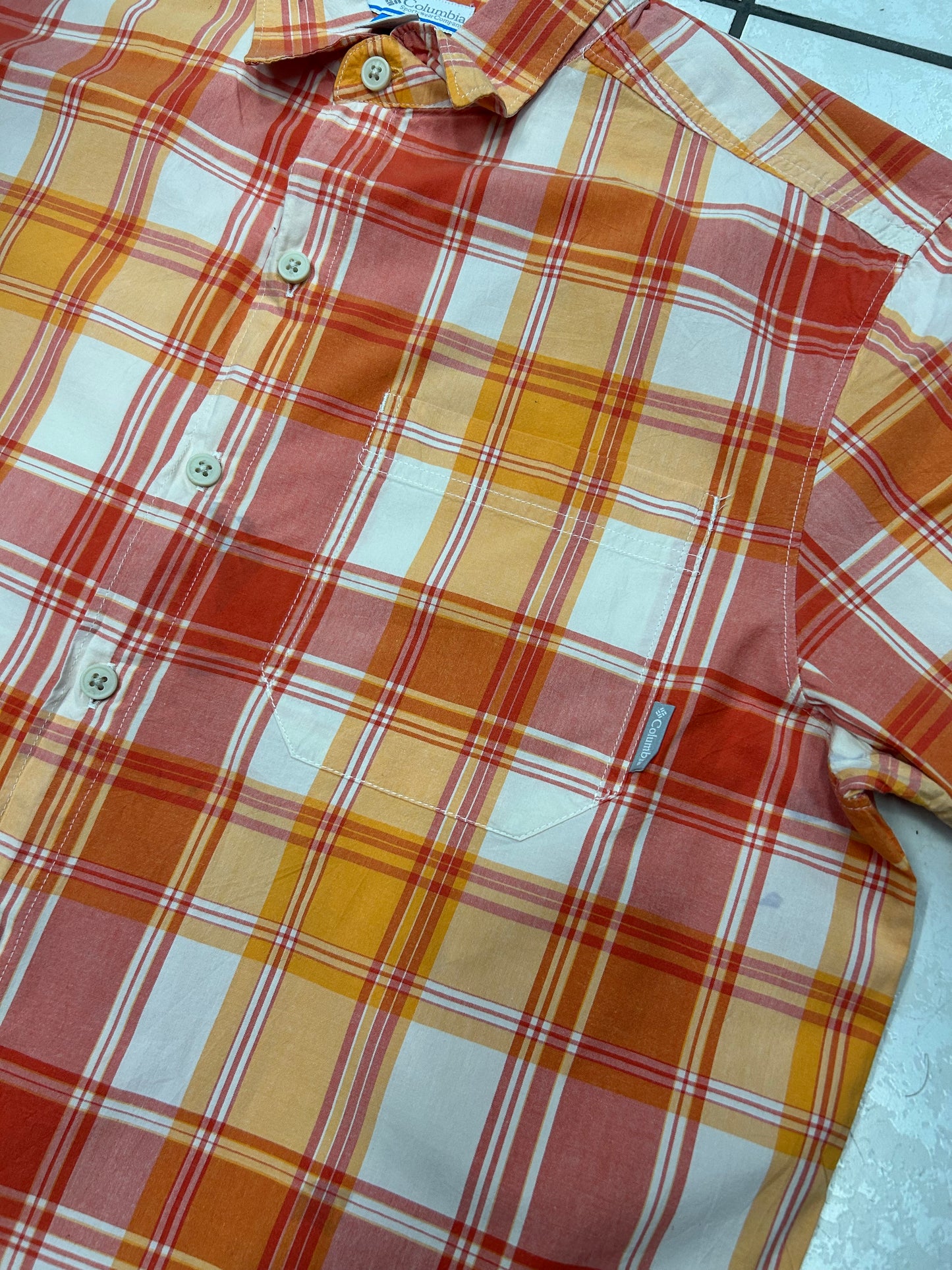 Columbia Red Orange White Shirt