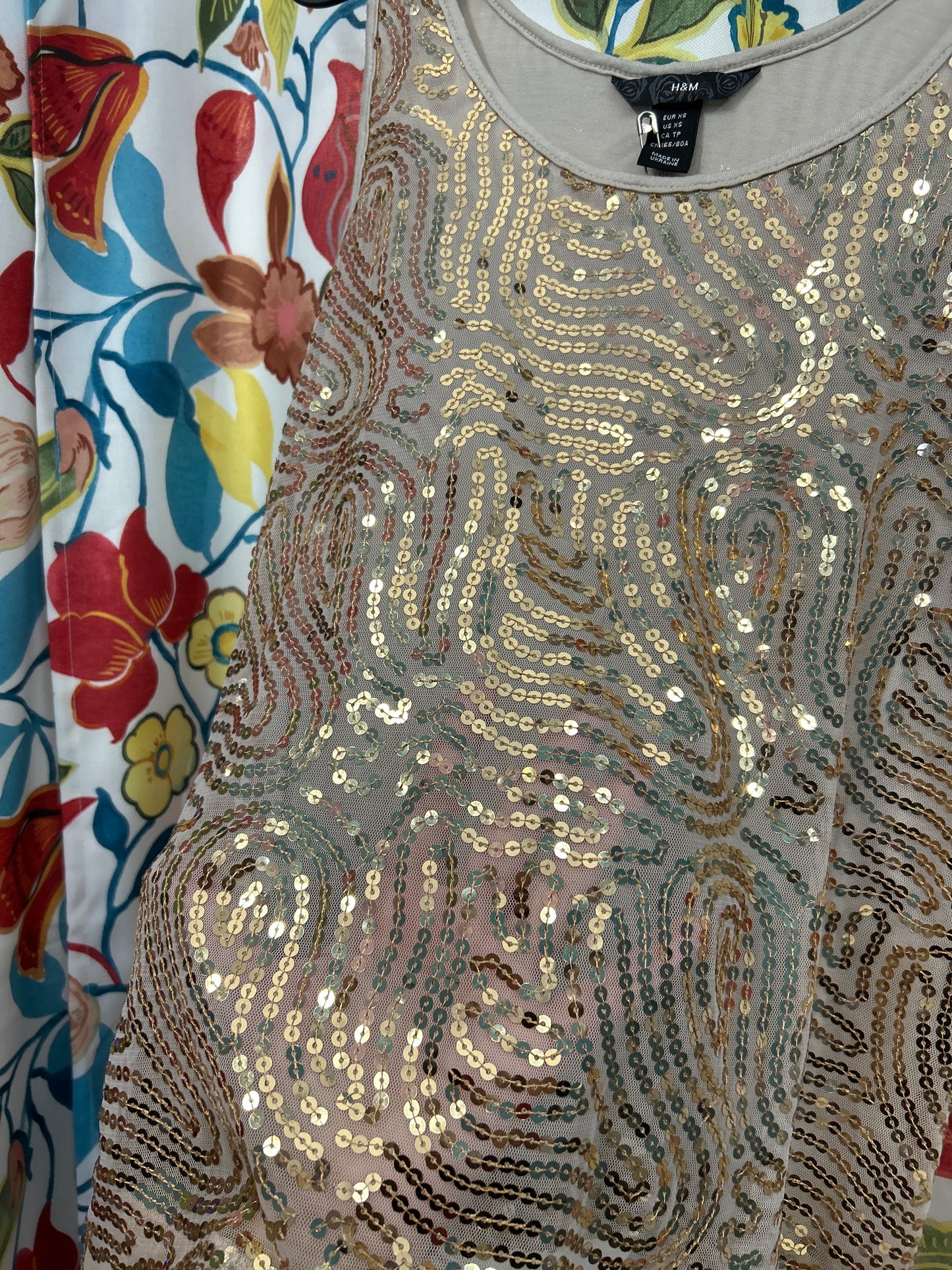 Y2k h&m mesh gold sequin top