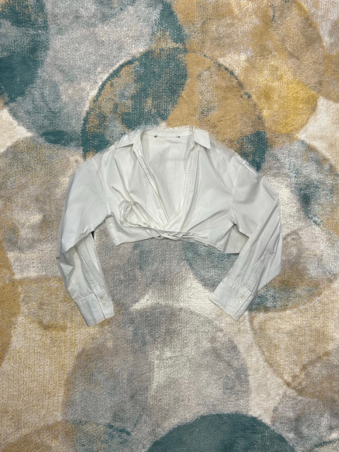Y2K White Cropped Shirt