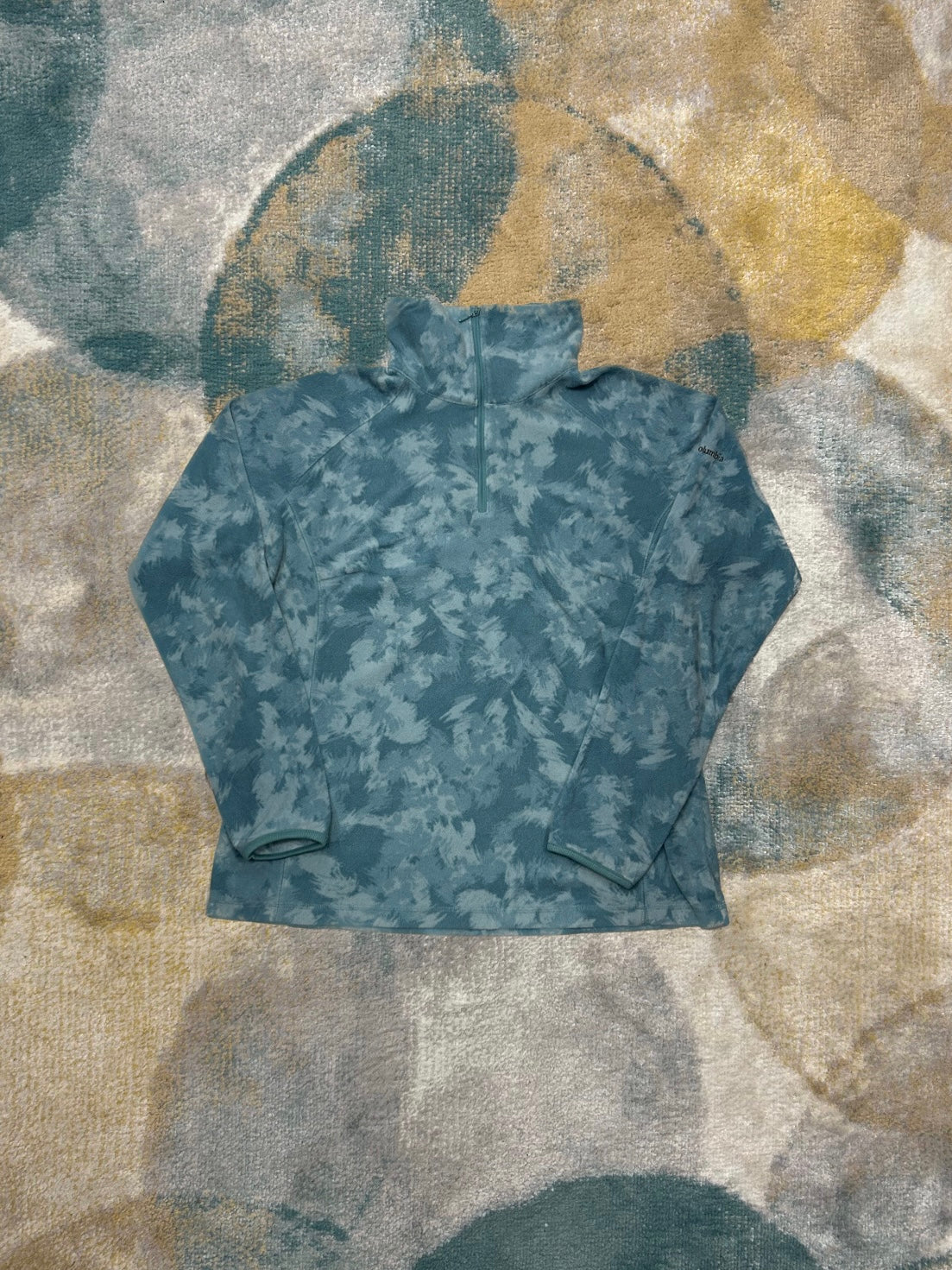 Columbia Light Blue Patterned Fleece Half-Zip