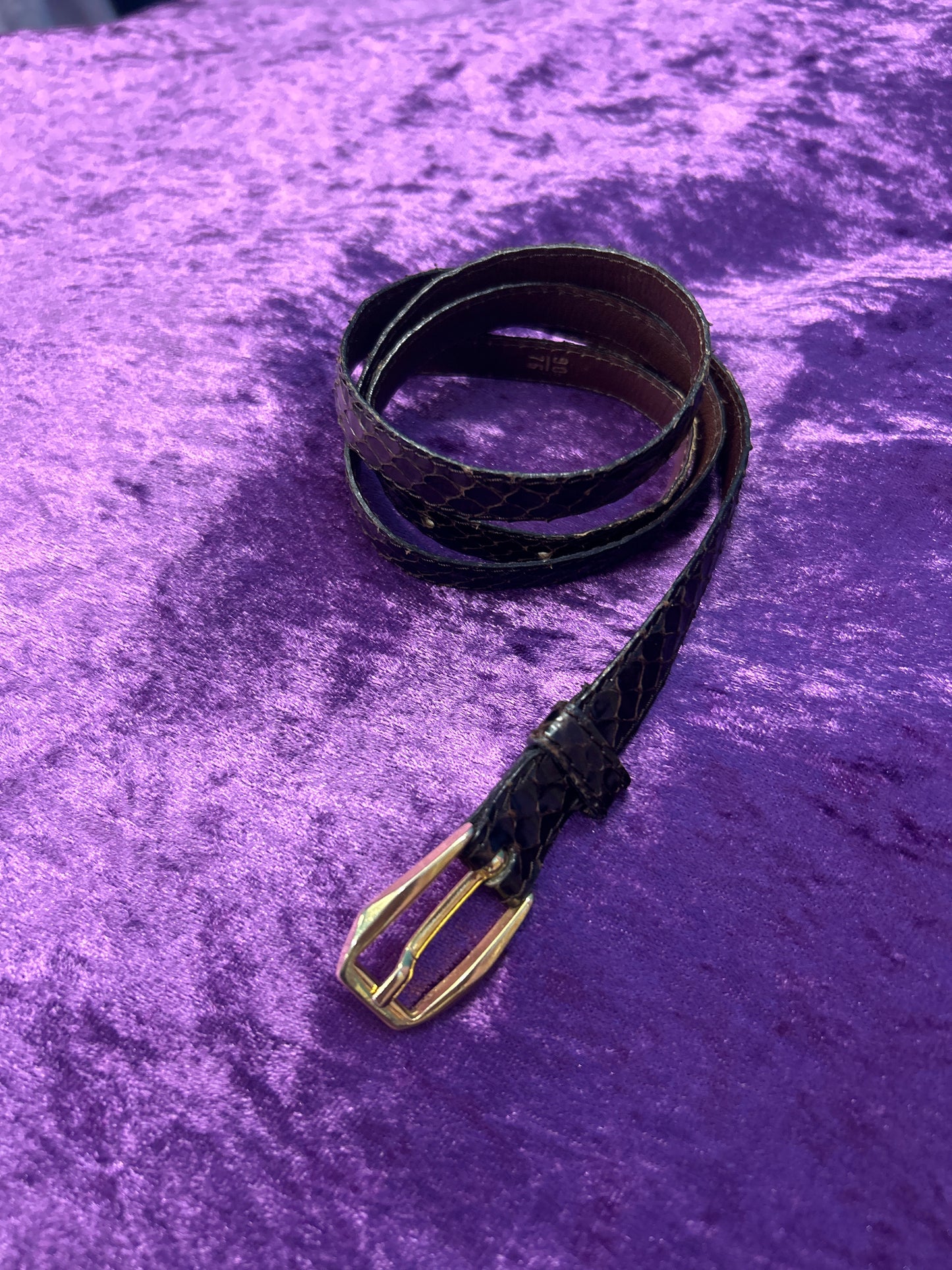 Dark Brown 90's Skin Snake-Type Leather Belt