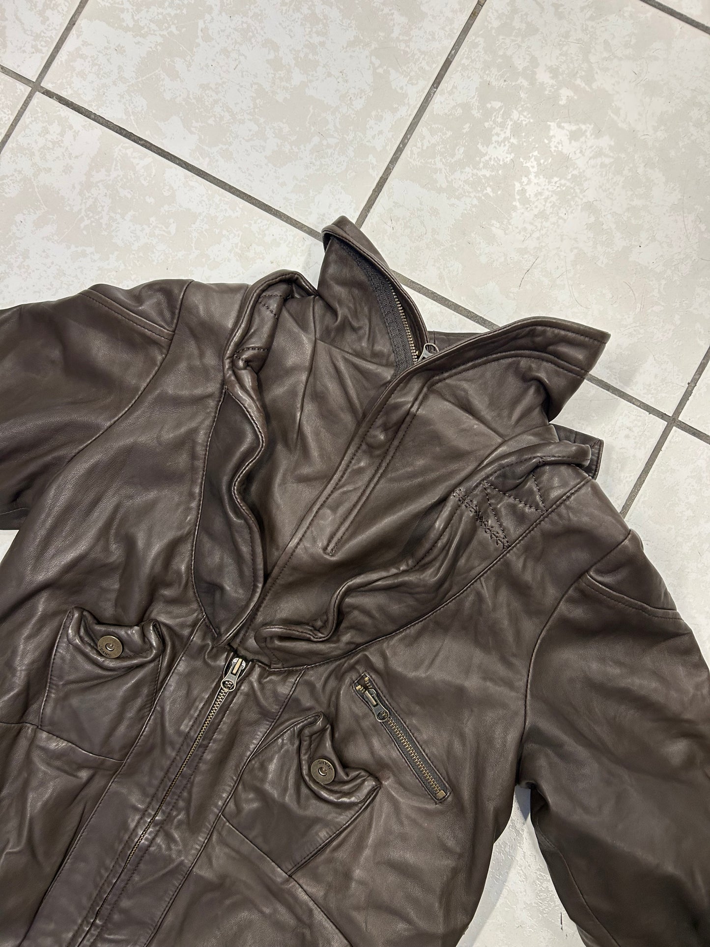 Vintage Brown Leather Coat