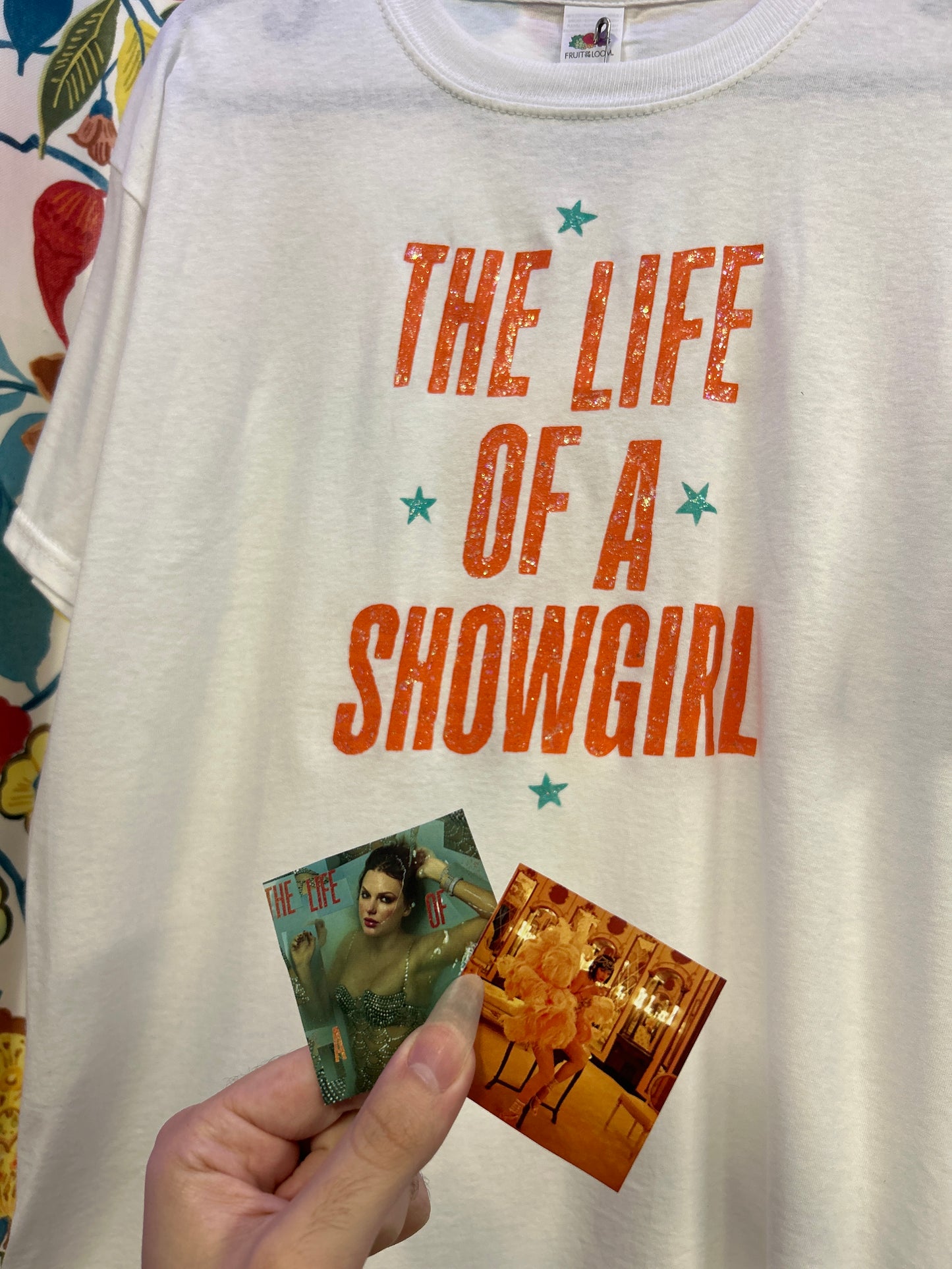 Taylor Swift 'The Life of a Showgirl' White Handpainted T-shirt