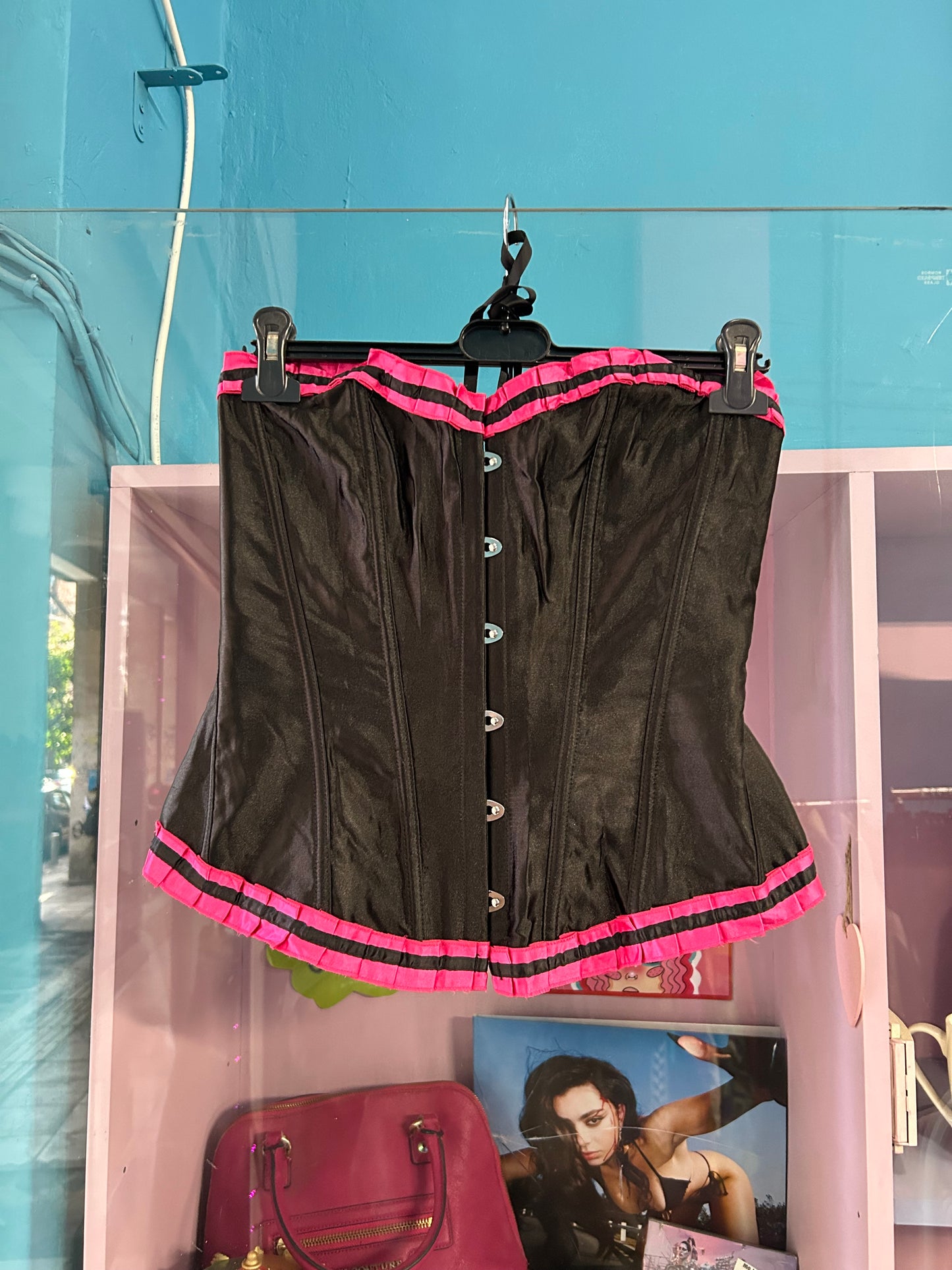Black and Pink Lace Corset