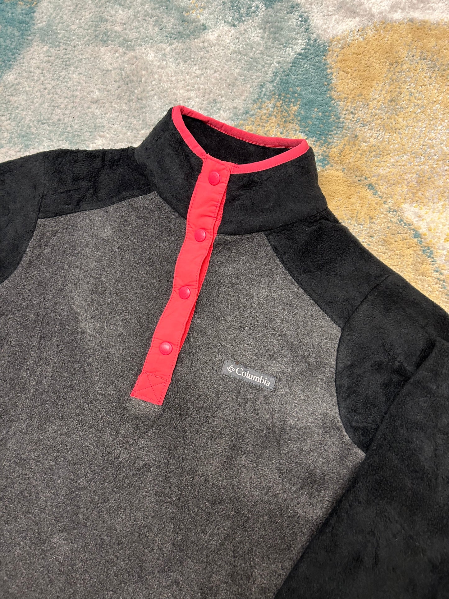 Columbia Grey and Black Half-Zip with Pink Detailing