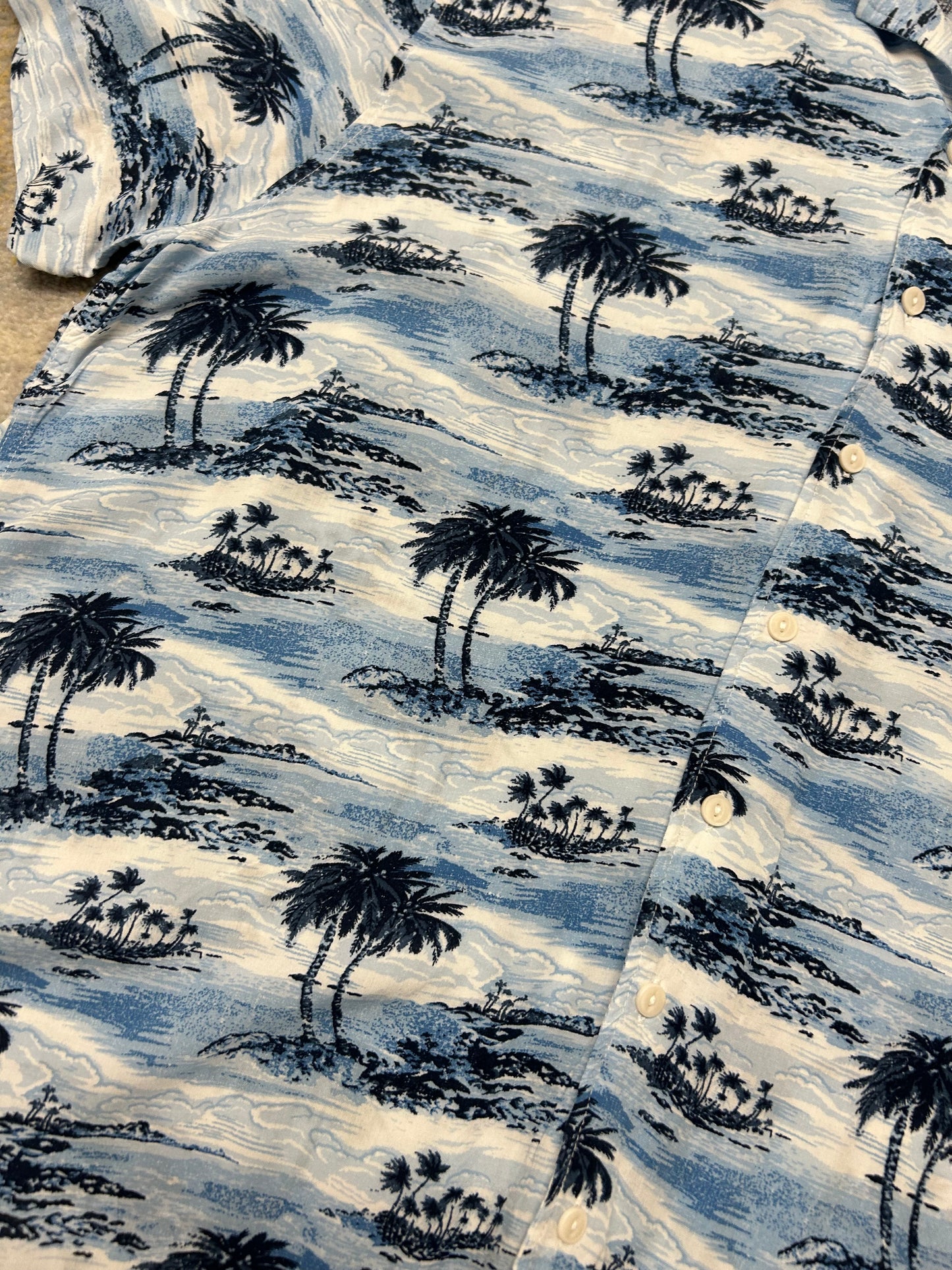 Lightweight white and blue island summer shirt