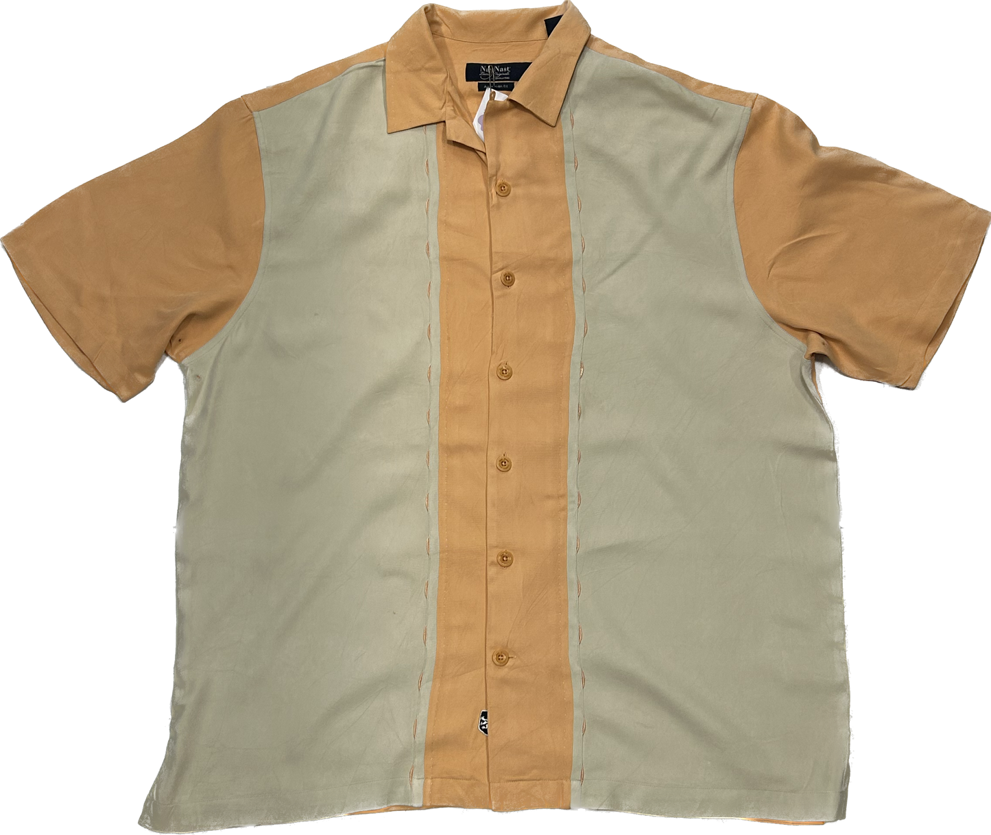 Beige and Orange 100% Silk Summer Shirt