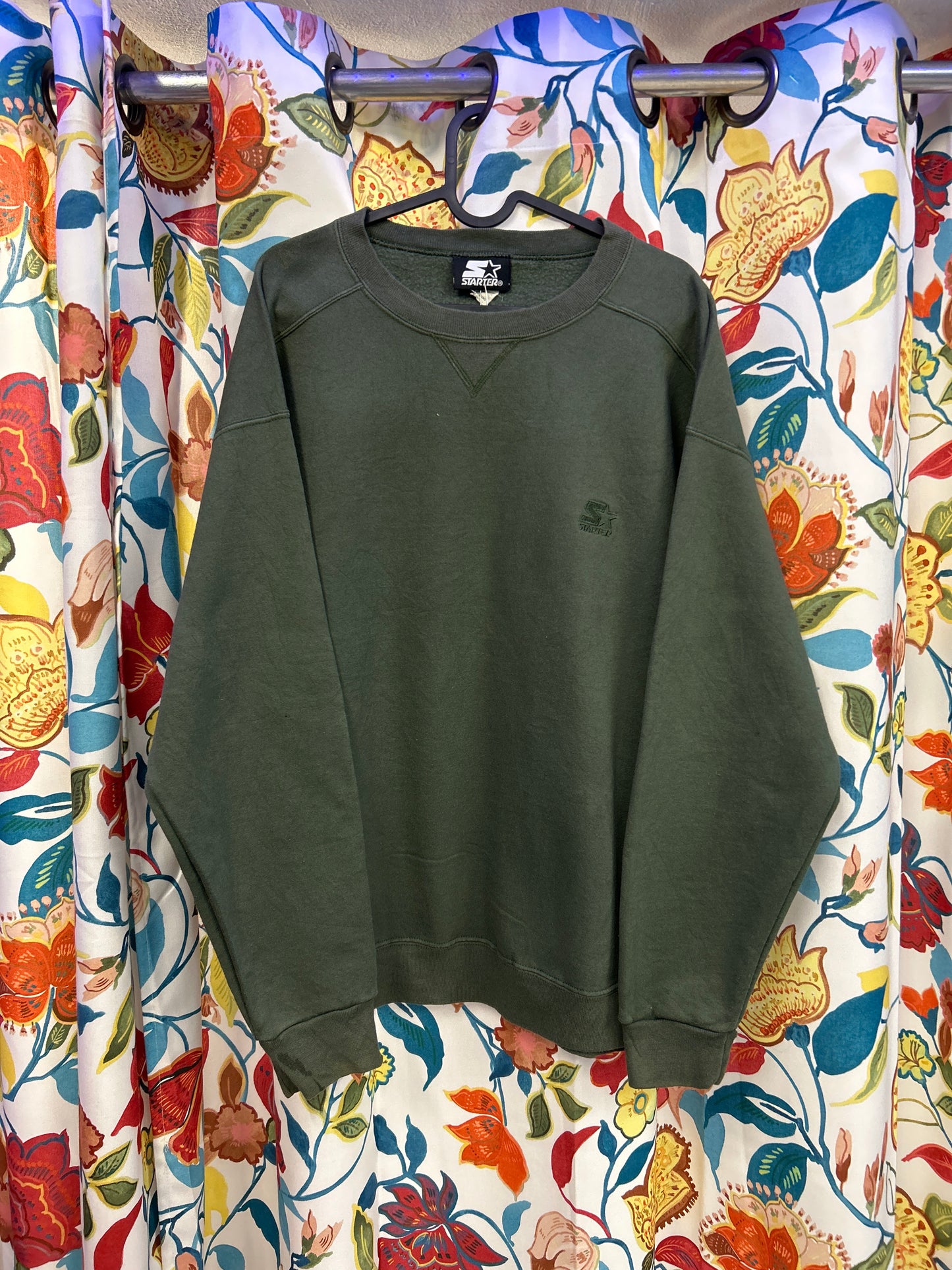 Starter olive green Crewneck with Fleece interior