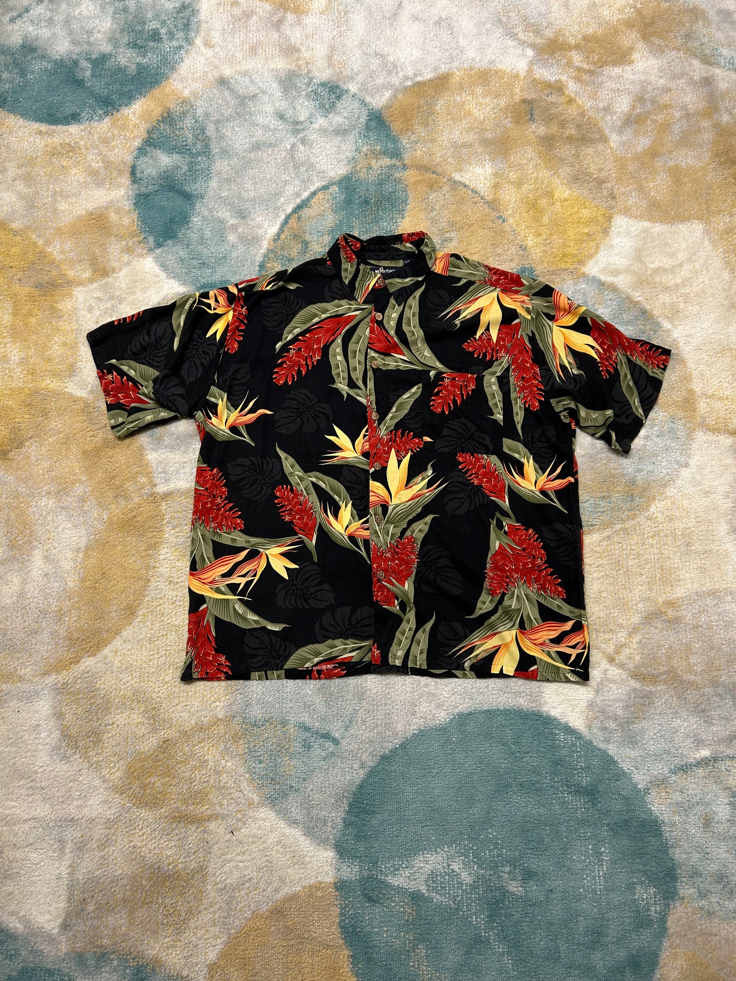 Black floral red berry shirt
