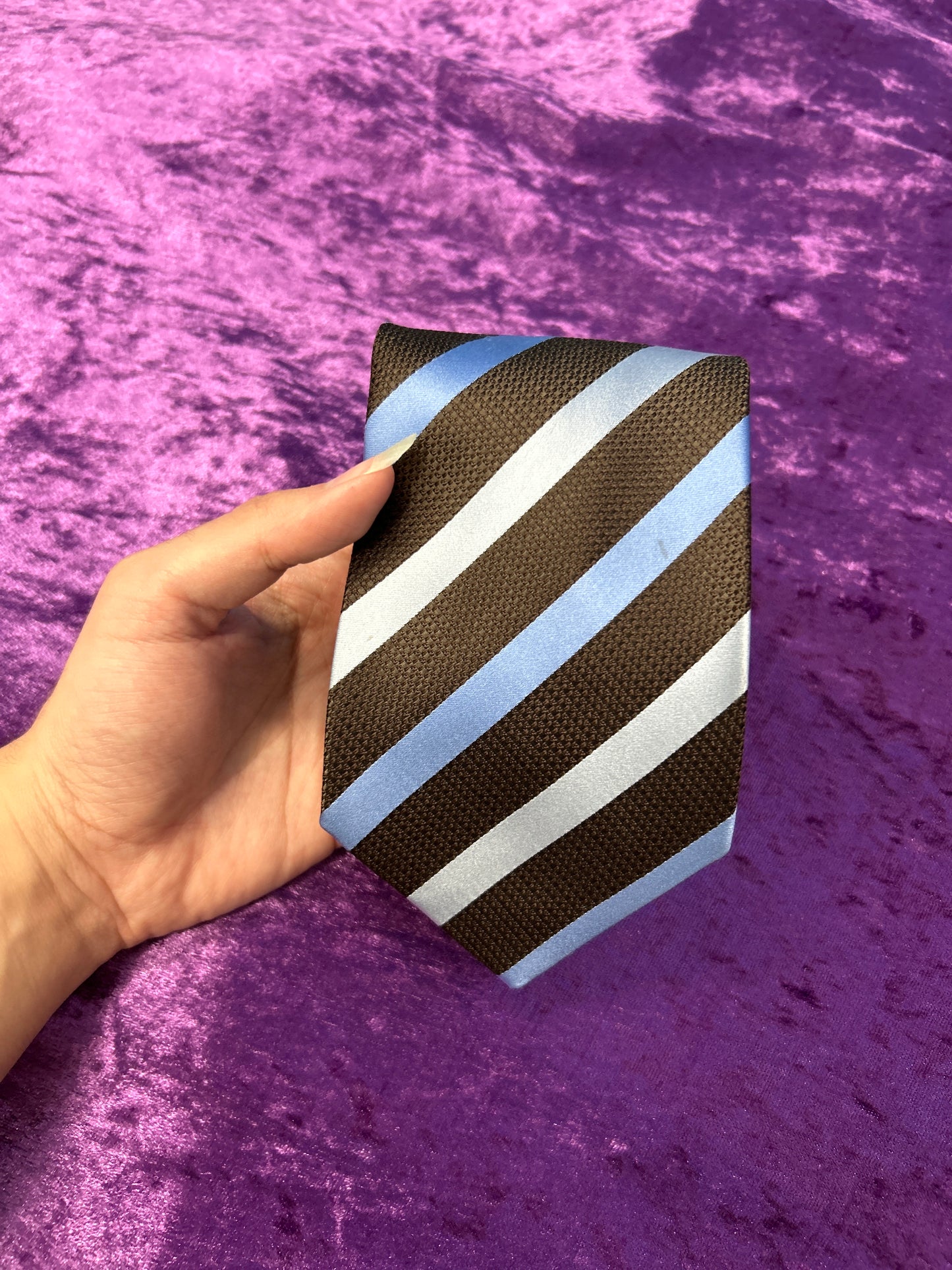 Dual Blue and Brown Stripe Tie