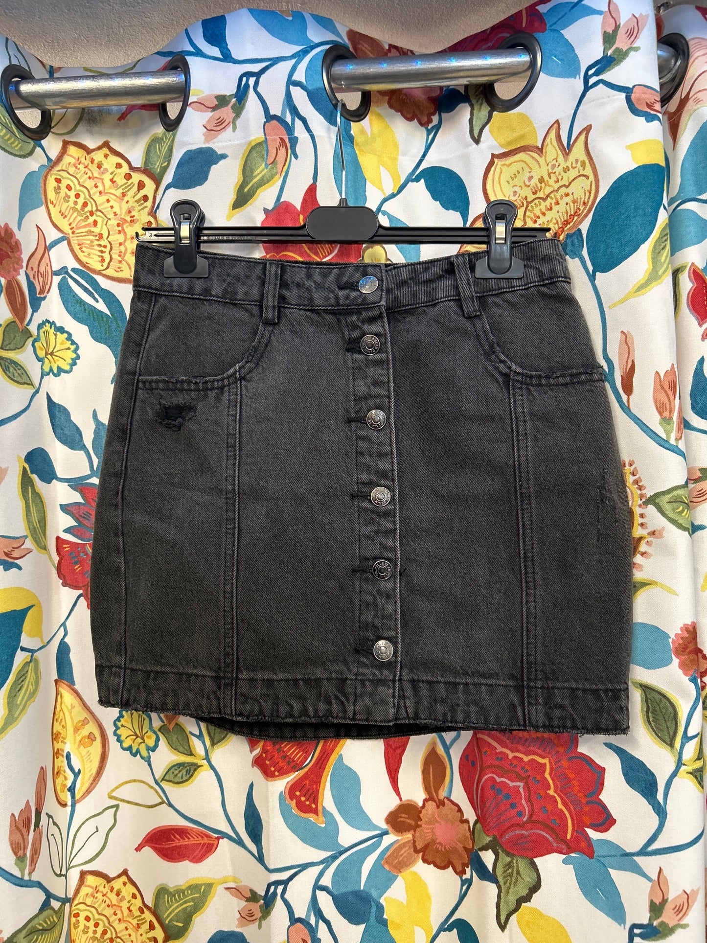 Dark grey denim skirt