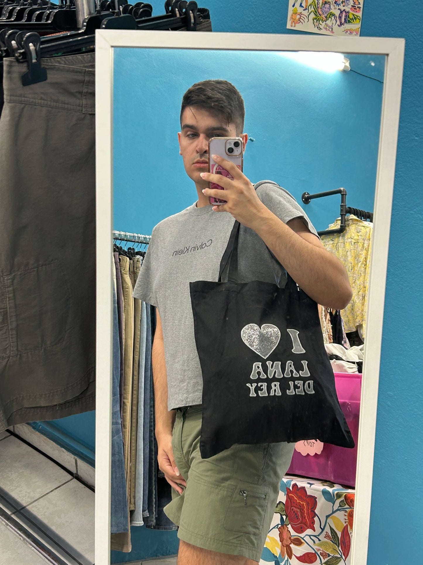 I ❤️ Lana del Rey black handmade tote bag