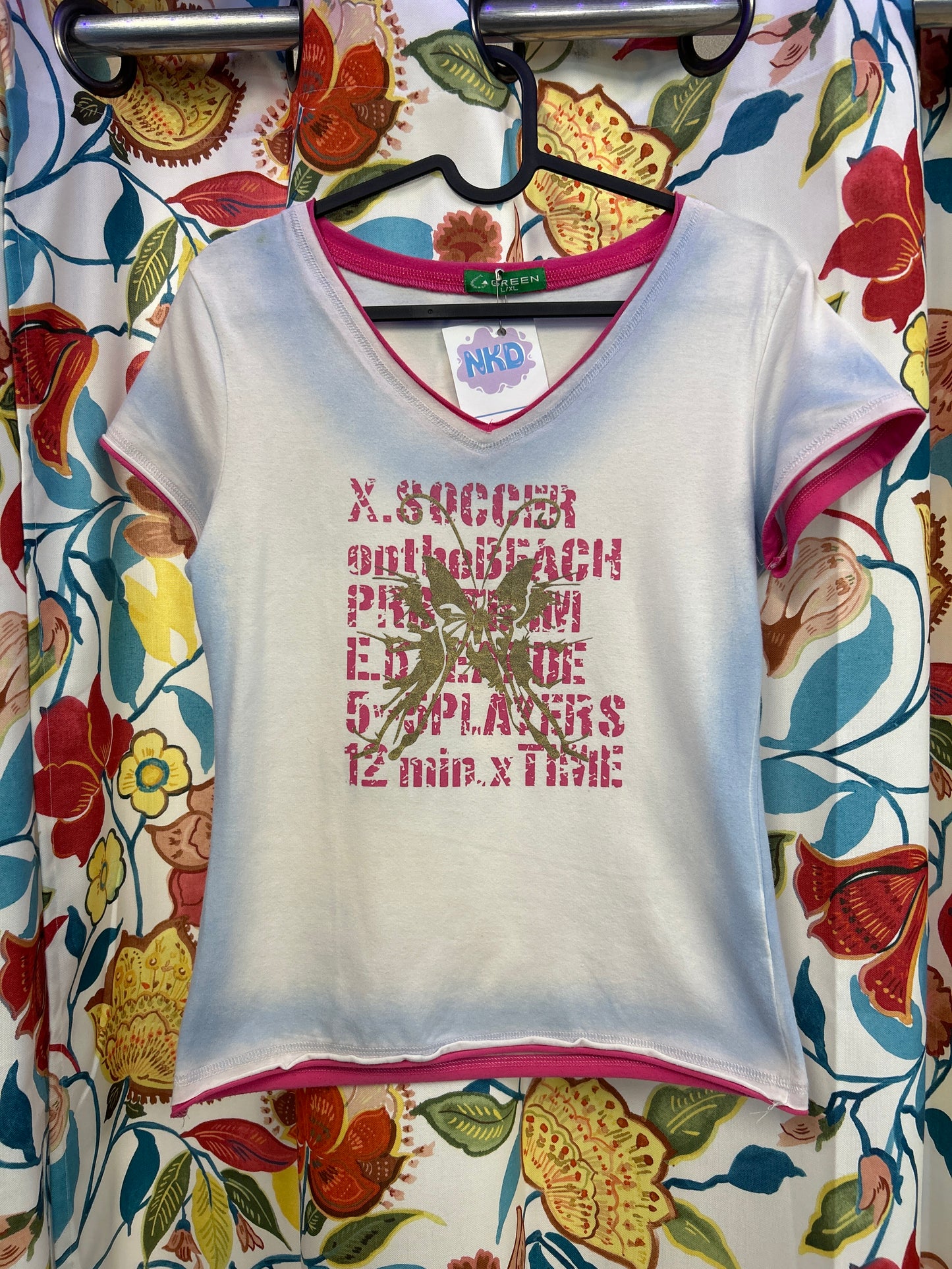 Y2k butterfly pink and blue top