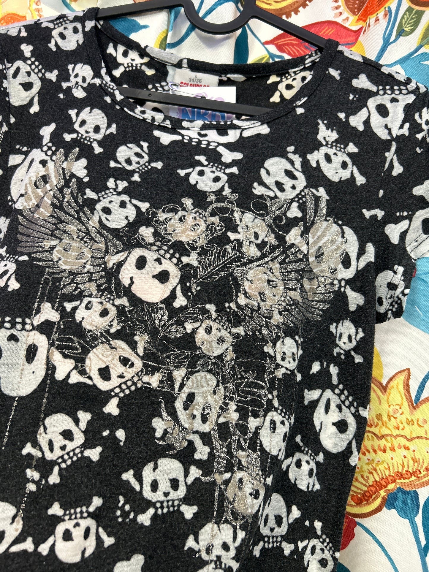 Y2K black and white skull top