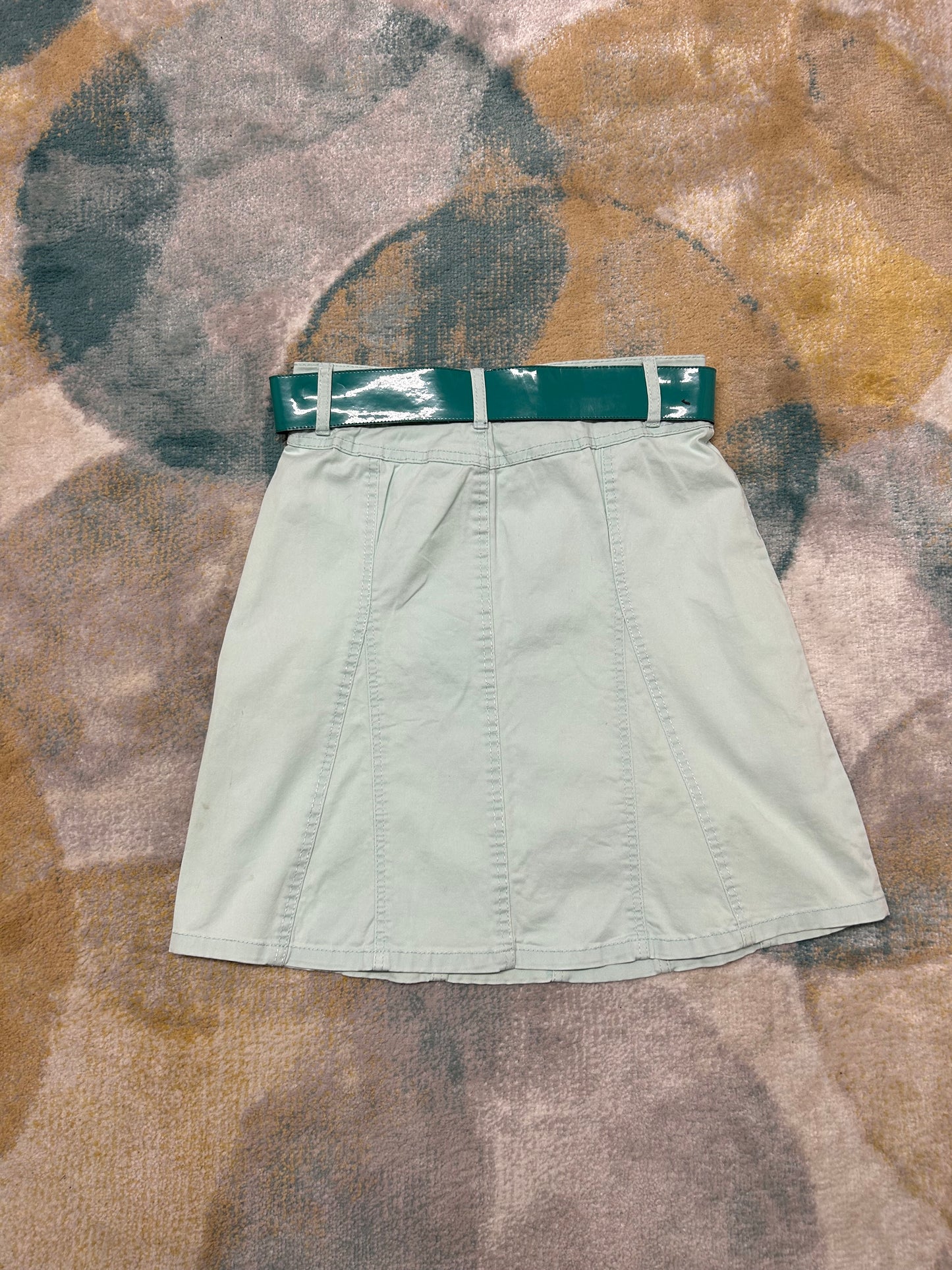 Y2k retro teal skirt with belt