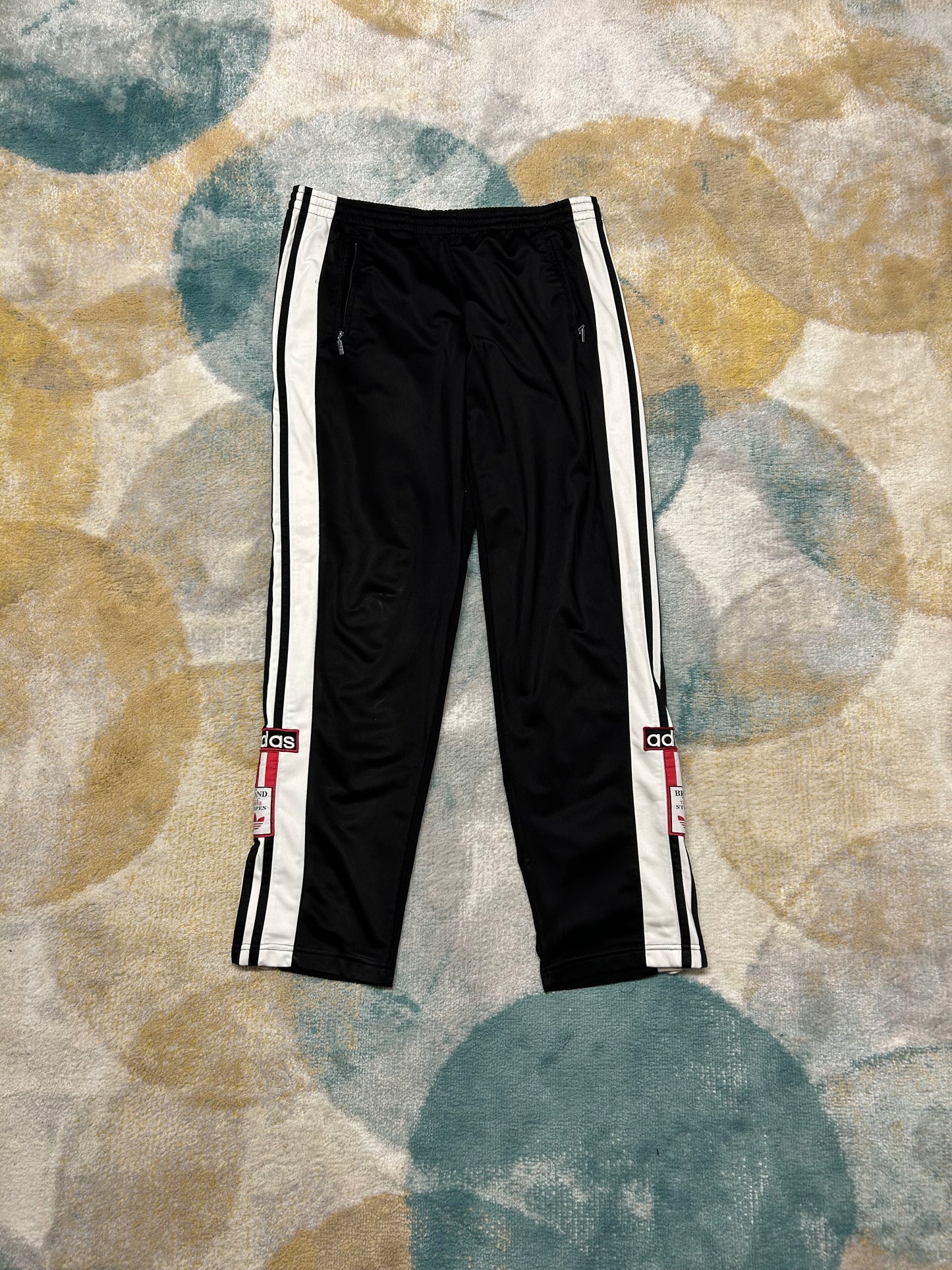 Adidas 90's retro black and white popper pants