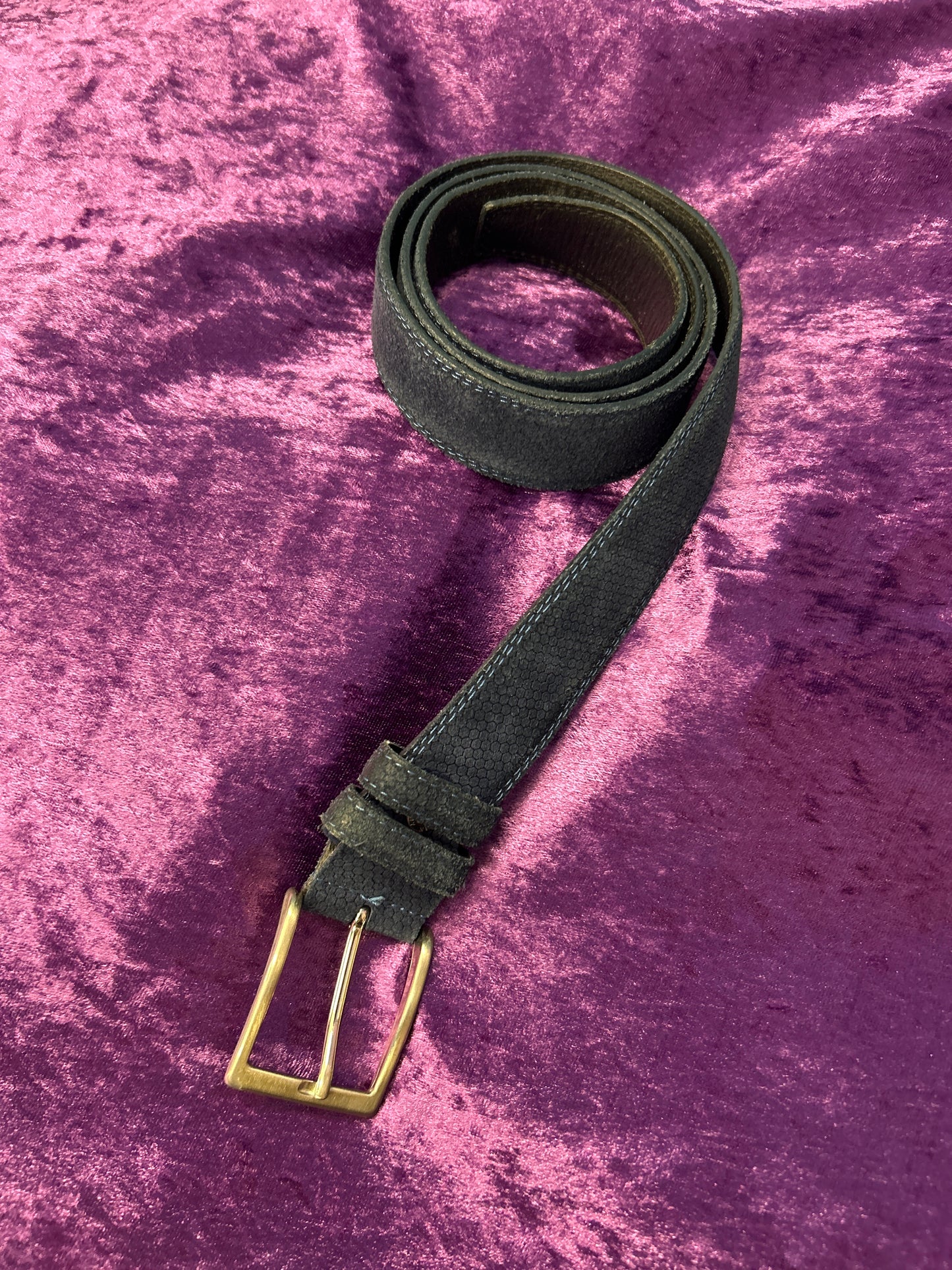 Dark Blue Leather Italian Belt