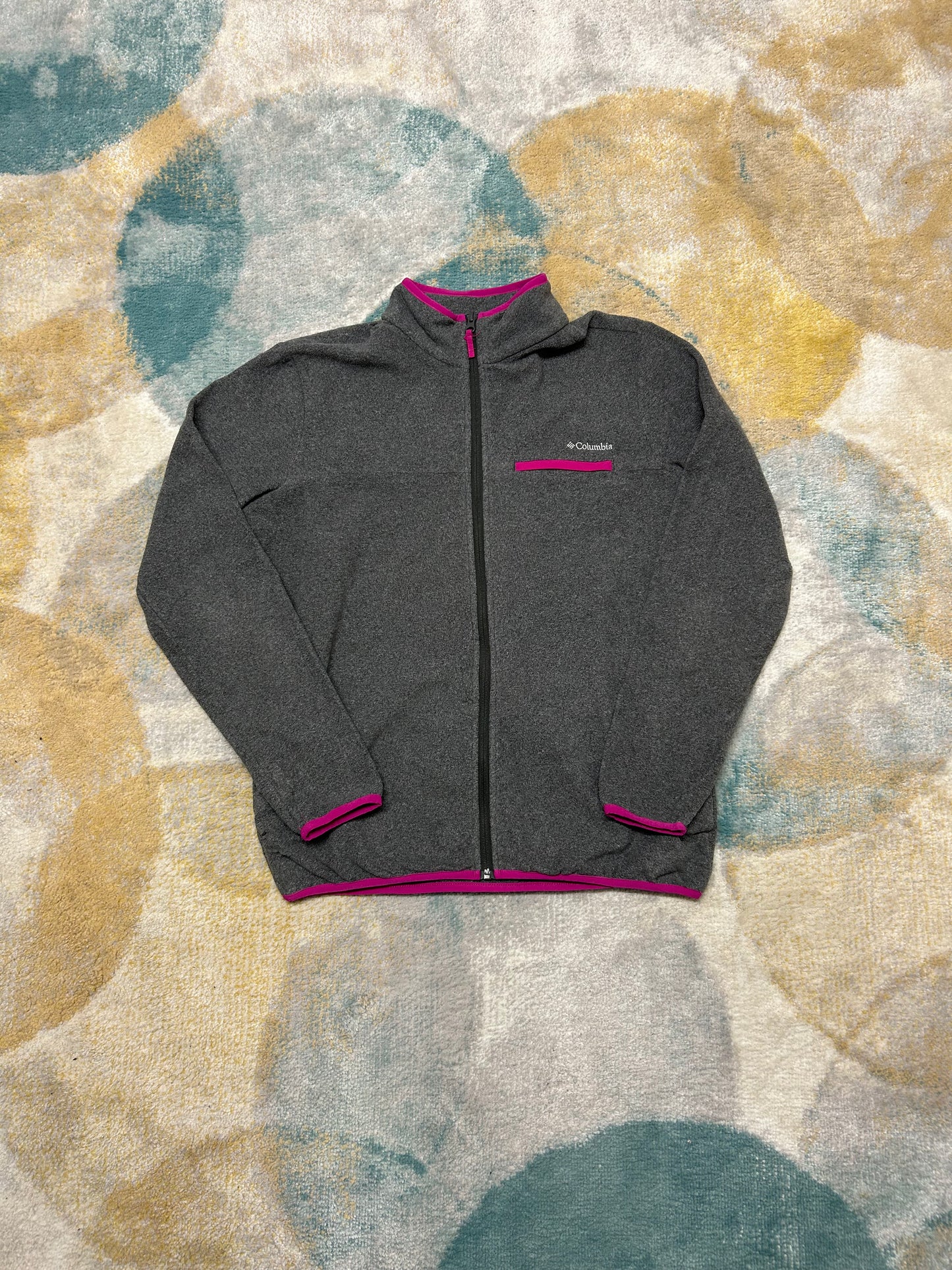 Columbia grey fleece jacket with magenta detailing