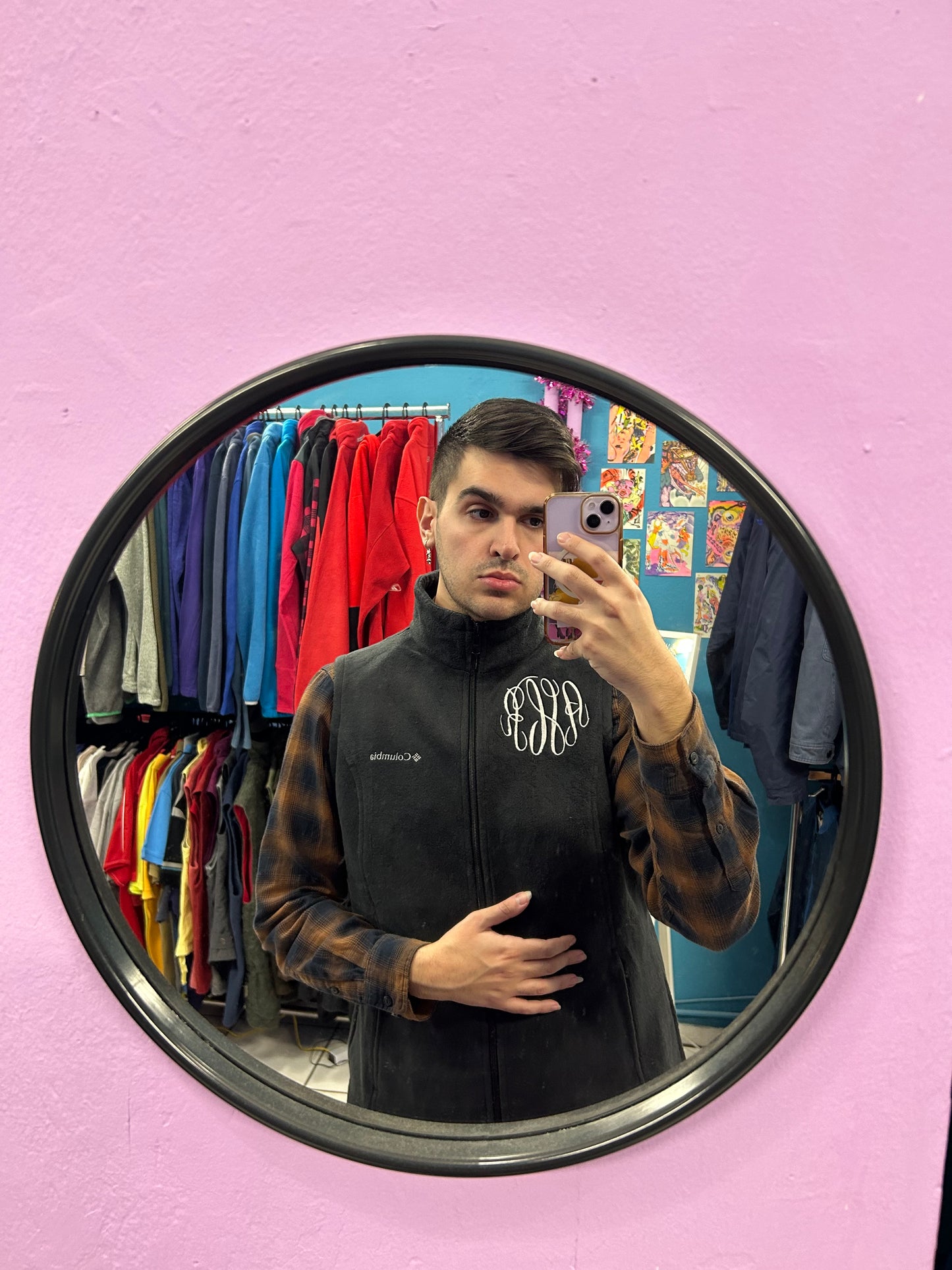 Columbia Black Embroidered Fleece Vest