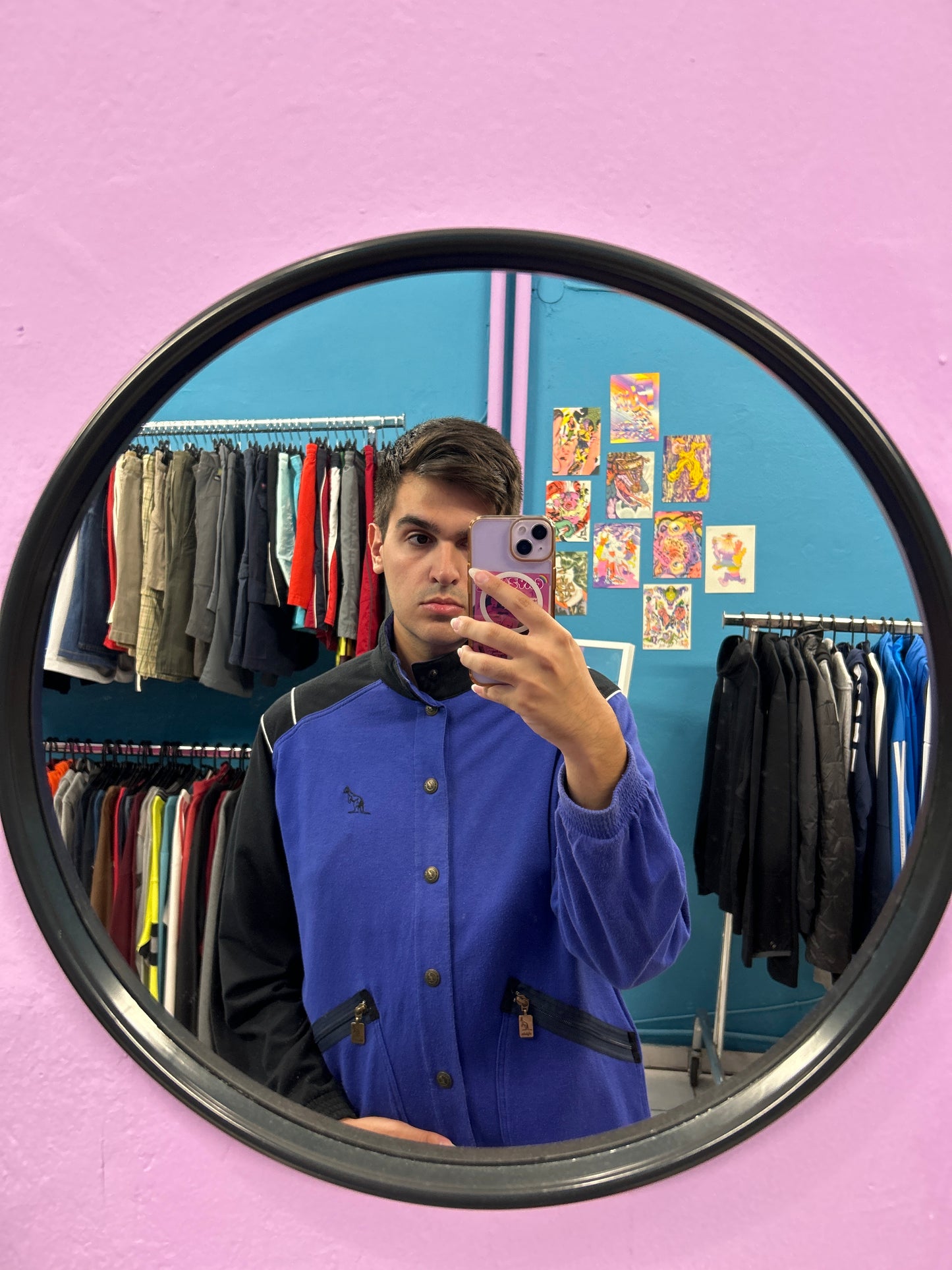 Australian retro dark blue and black cotton jacket