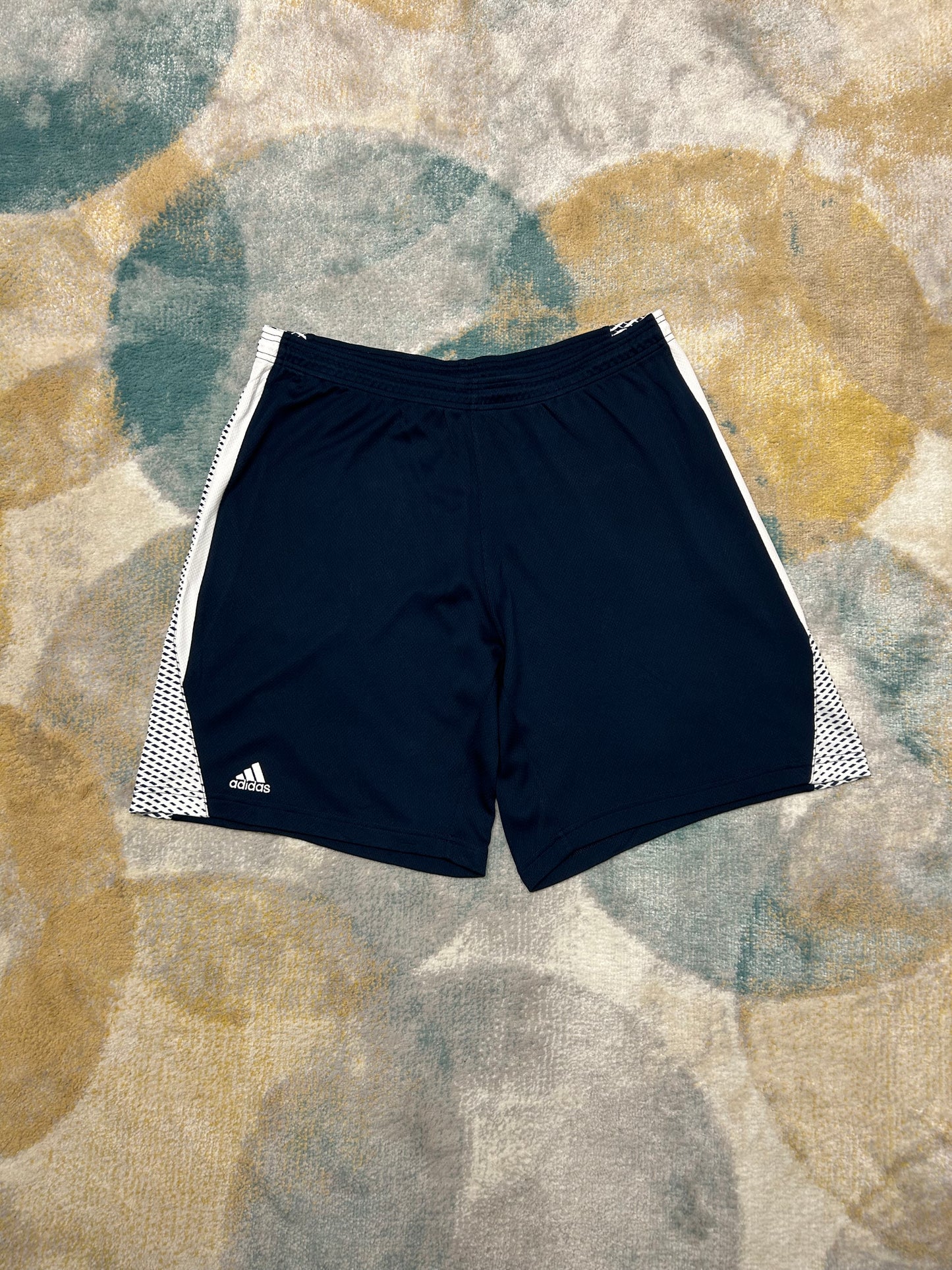 Adidas Dark Blue and White pattern basketball shorts