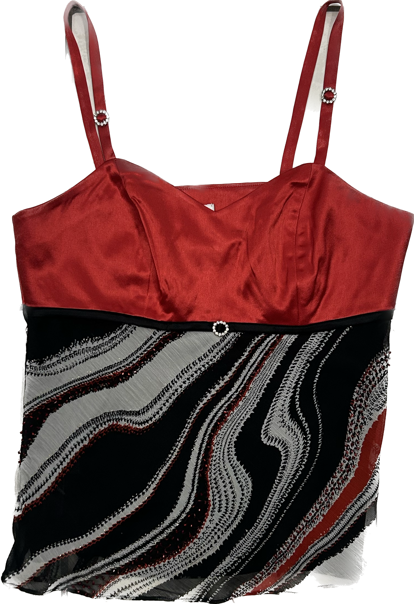 Red Patterned 00's Top